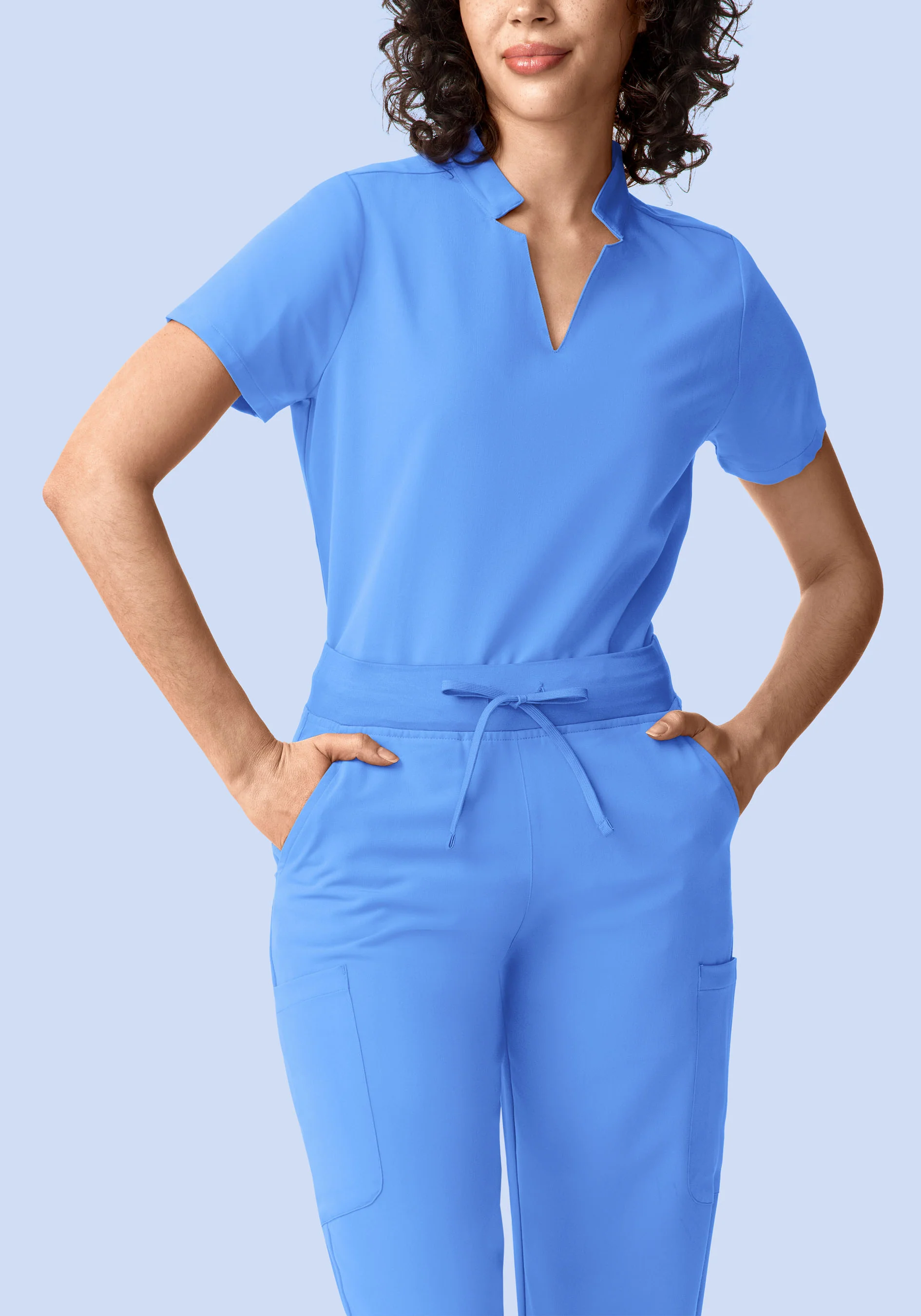 11 Pocket High Waisted Cargos Ceil Blue - Image 3