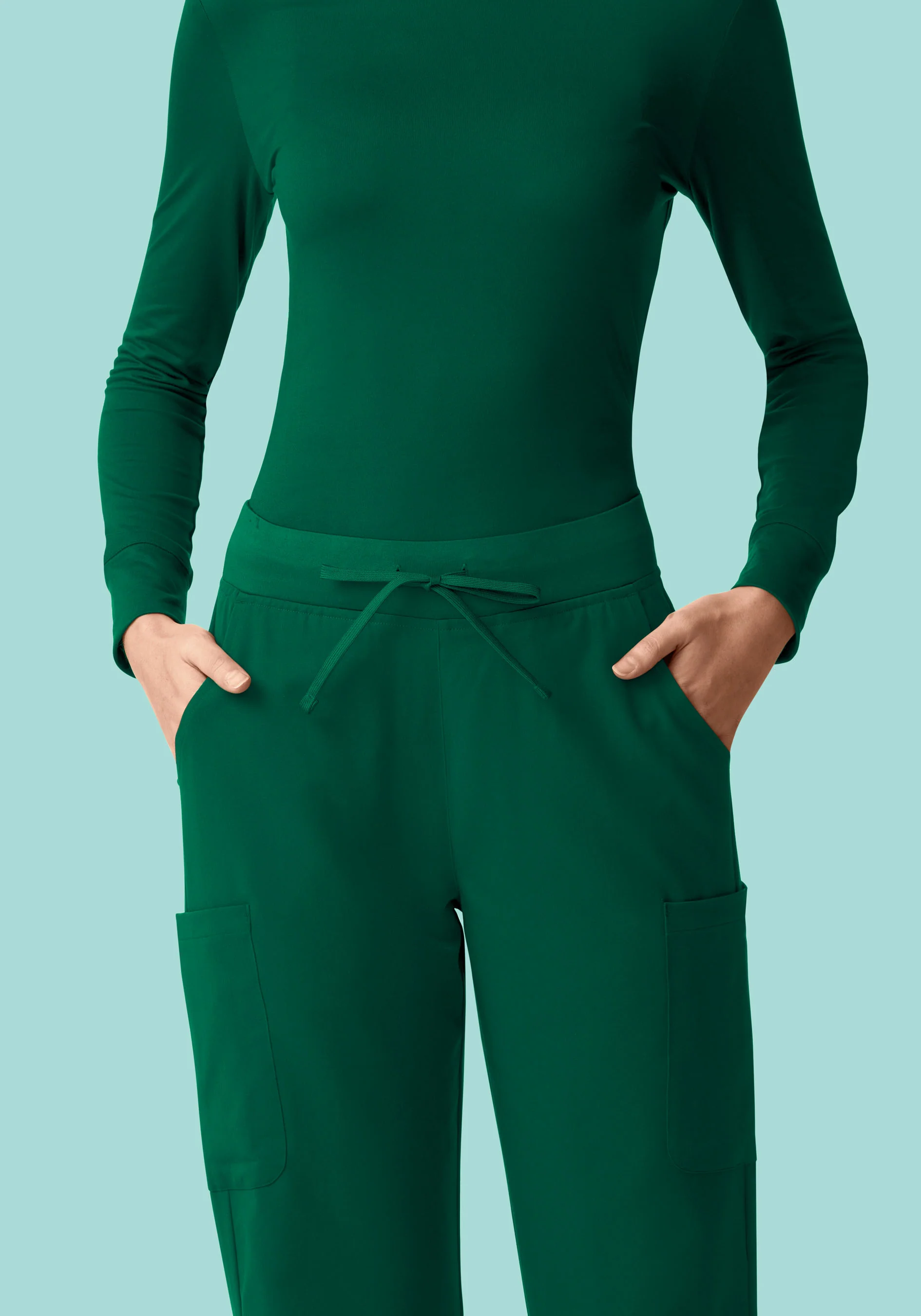 11 Pocket High Waisted Cargos Hunter Green - Image 3