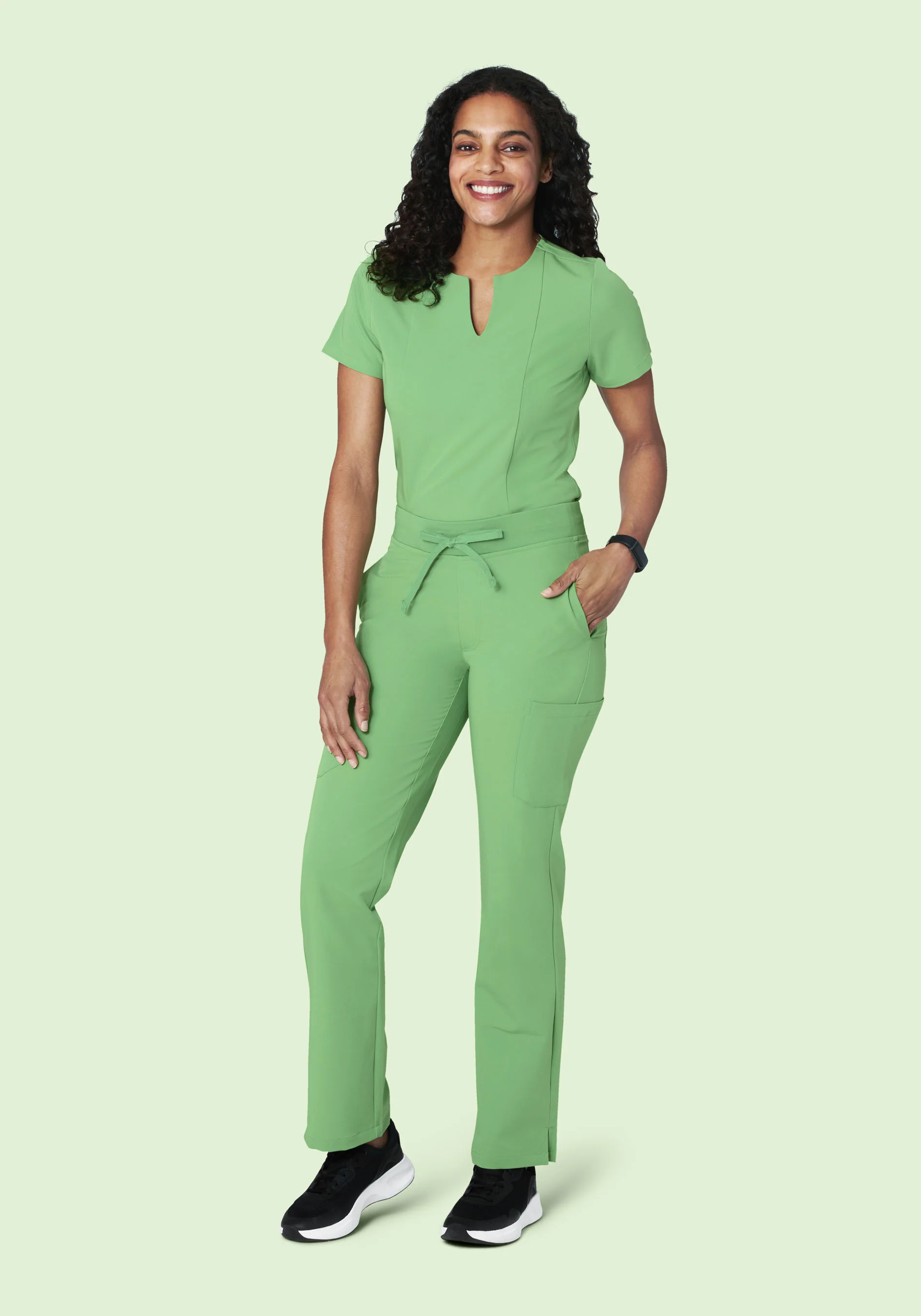 5 Pocket Notch Neck Top Aloe - Image 3