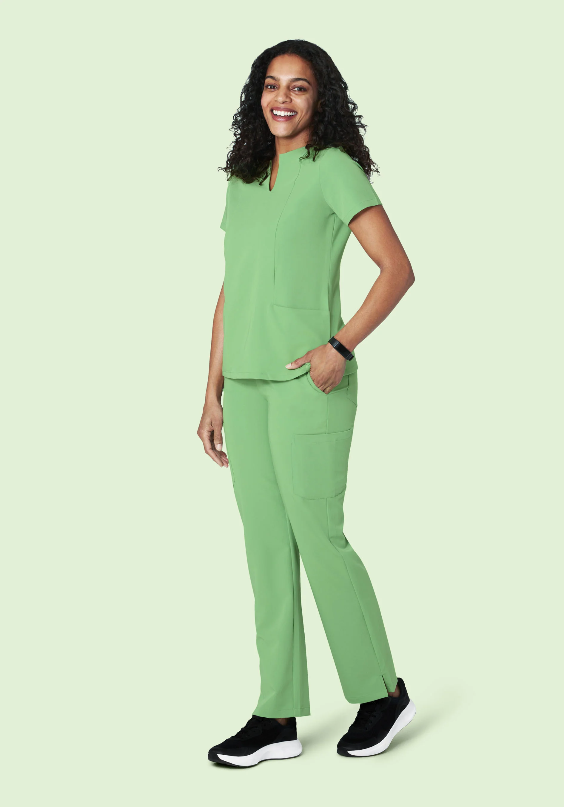 5 Pocket Notch Neck Top Aloe - Image 4