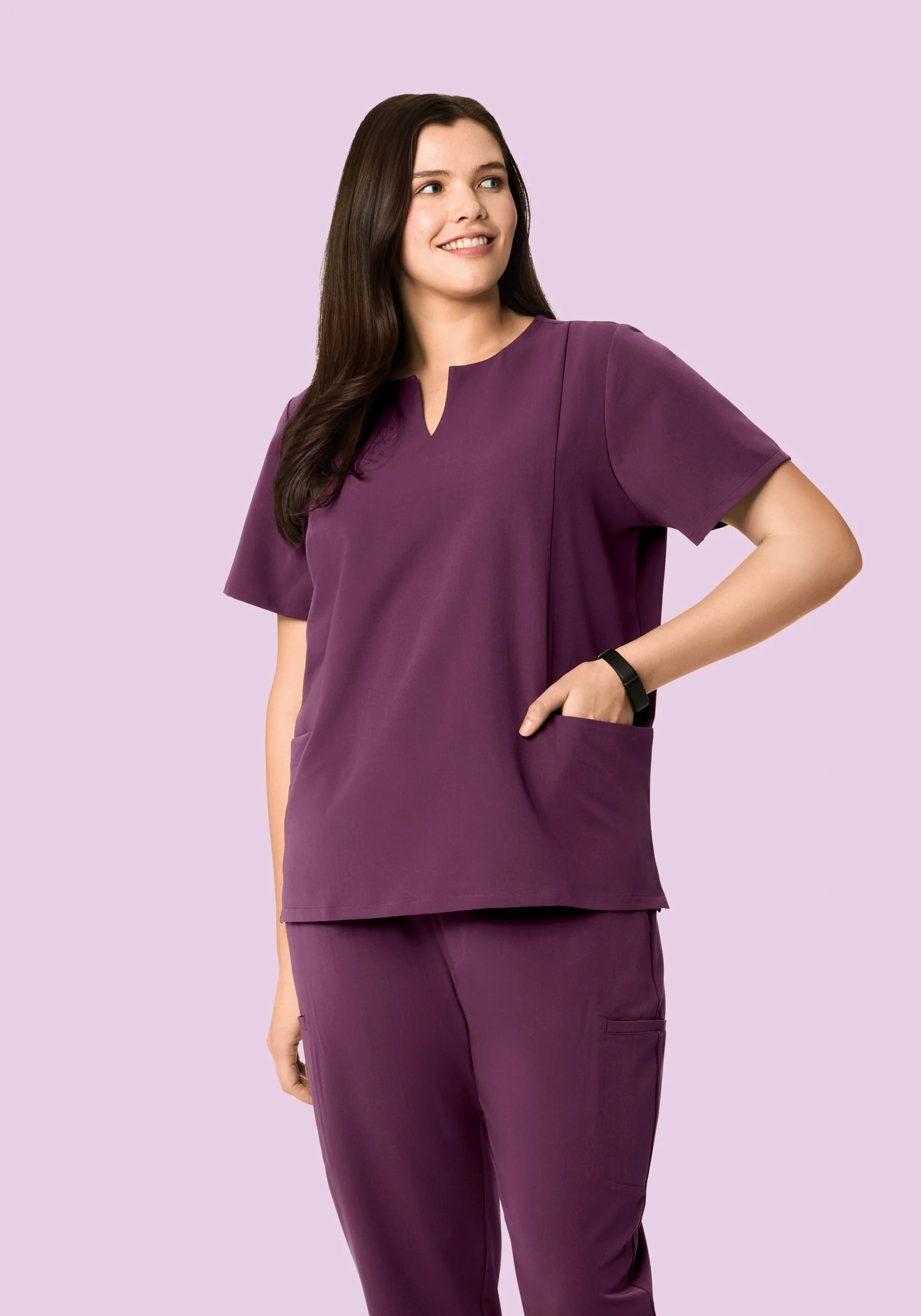5 Pocket Notch Neck Top Bordeaux - Image 4