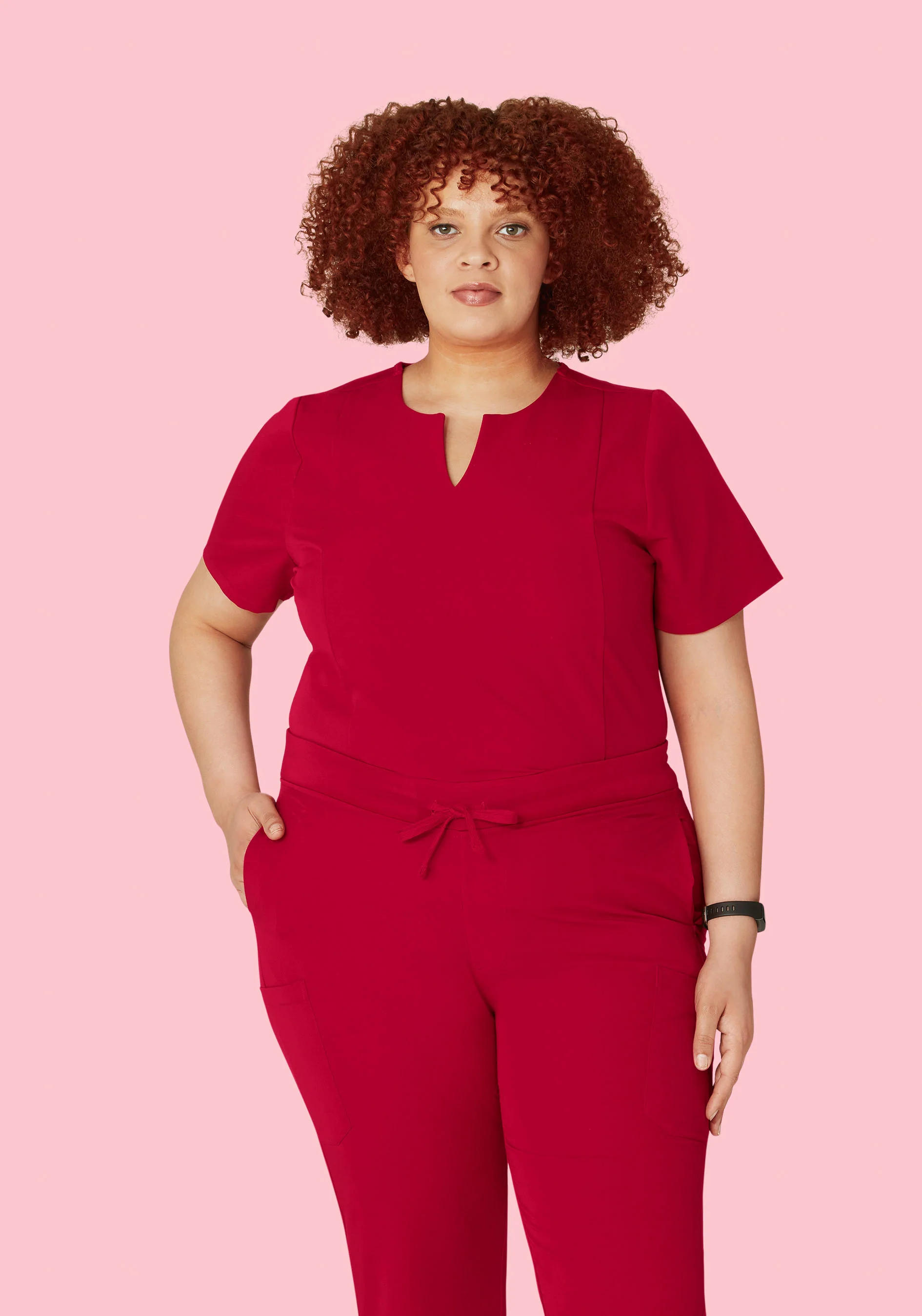 5 Pocket Notch Neck Top Crimson - Image 6