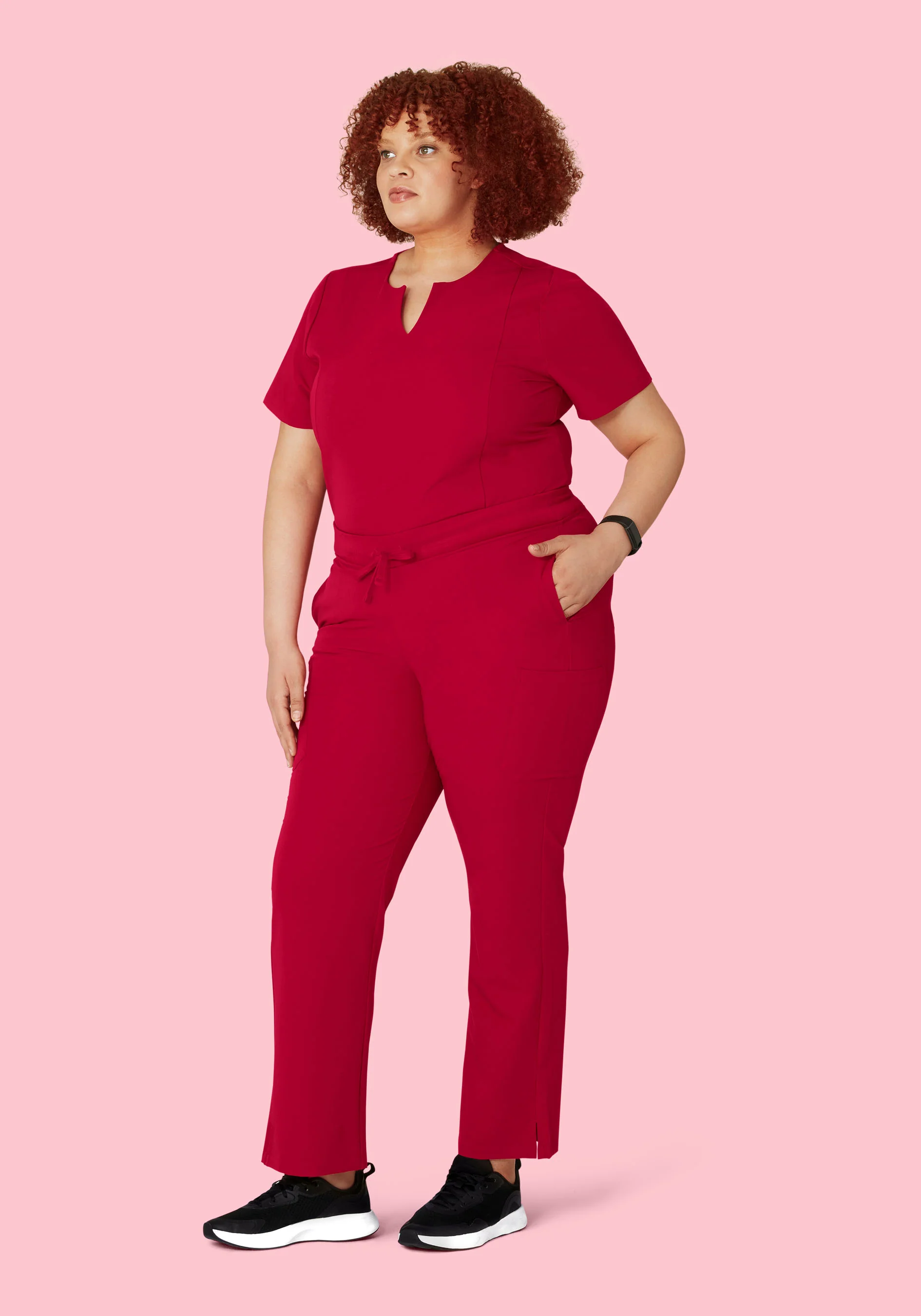 5 Pocket Notch Neck Top Crimson - Image 8