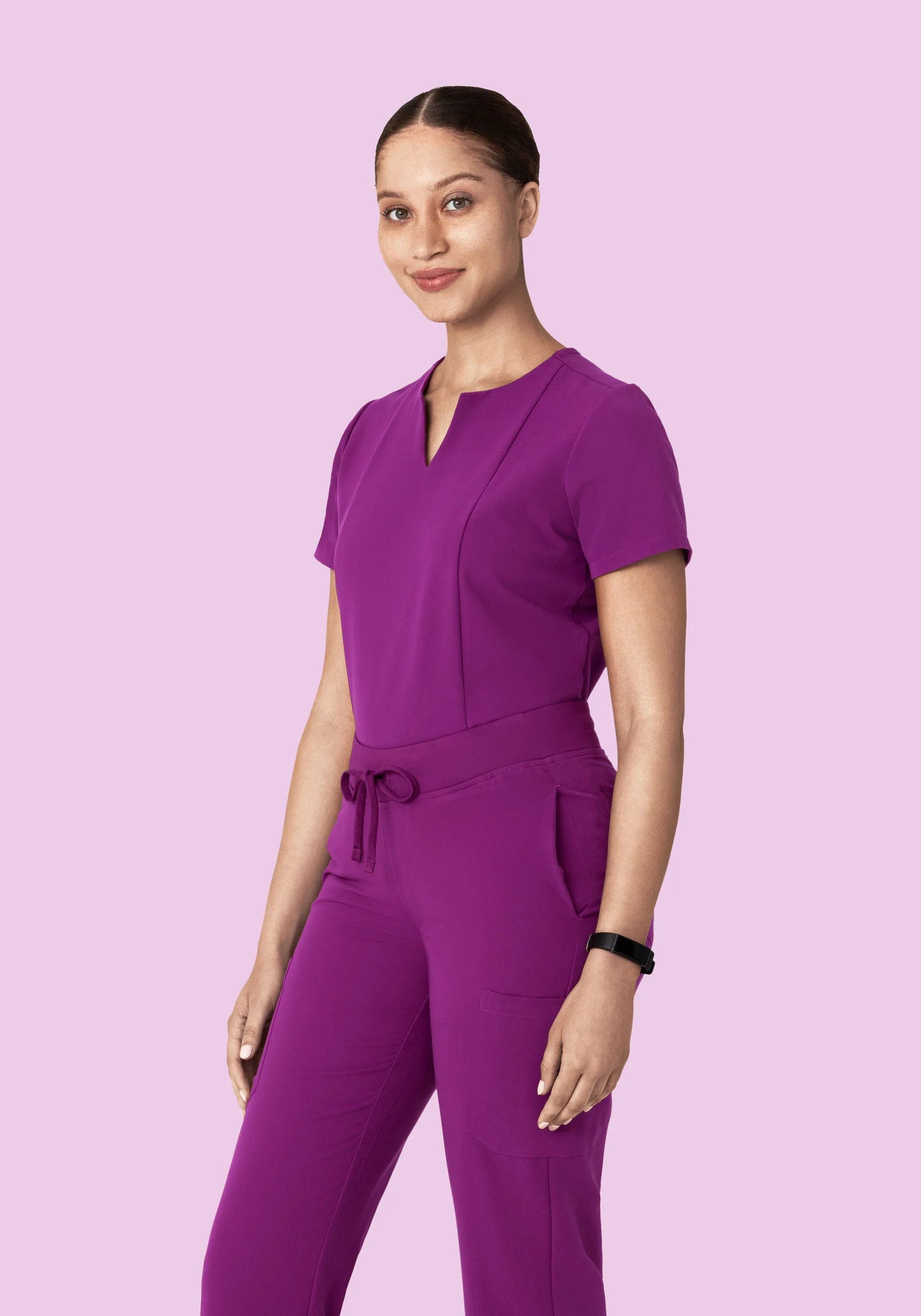 5 Pocket Notch Neck Top Dark Orchid - Image 4