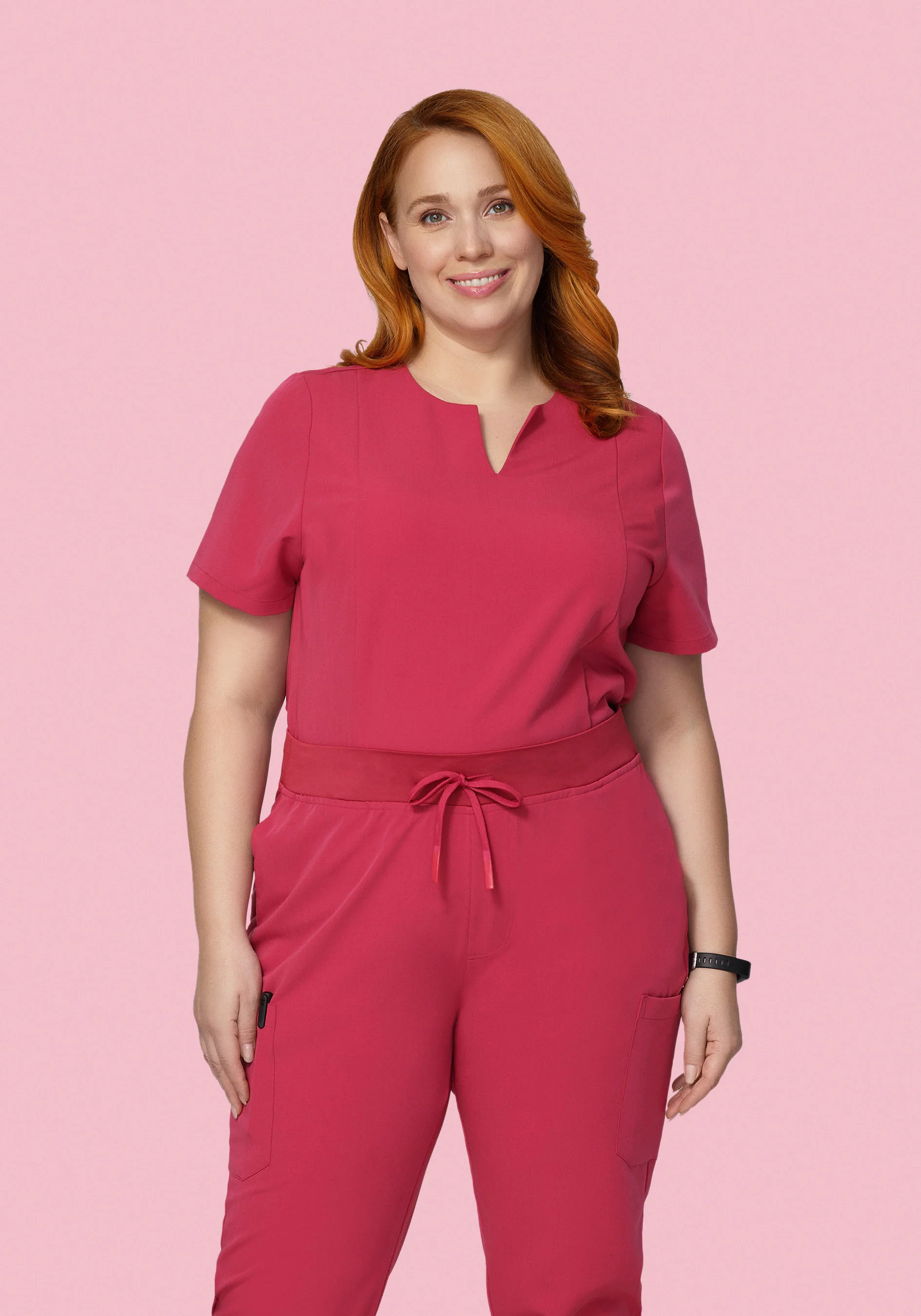 5 Pocket Notch Neck Top Deep Rose - Image 5