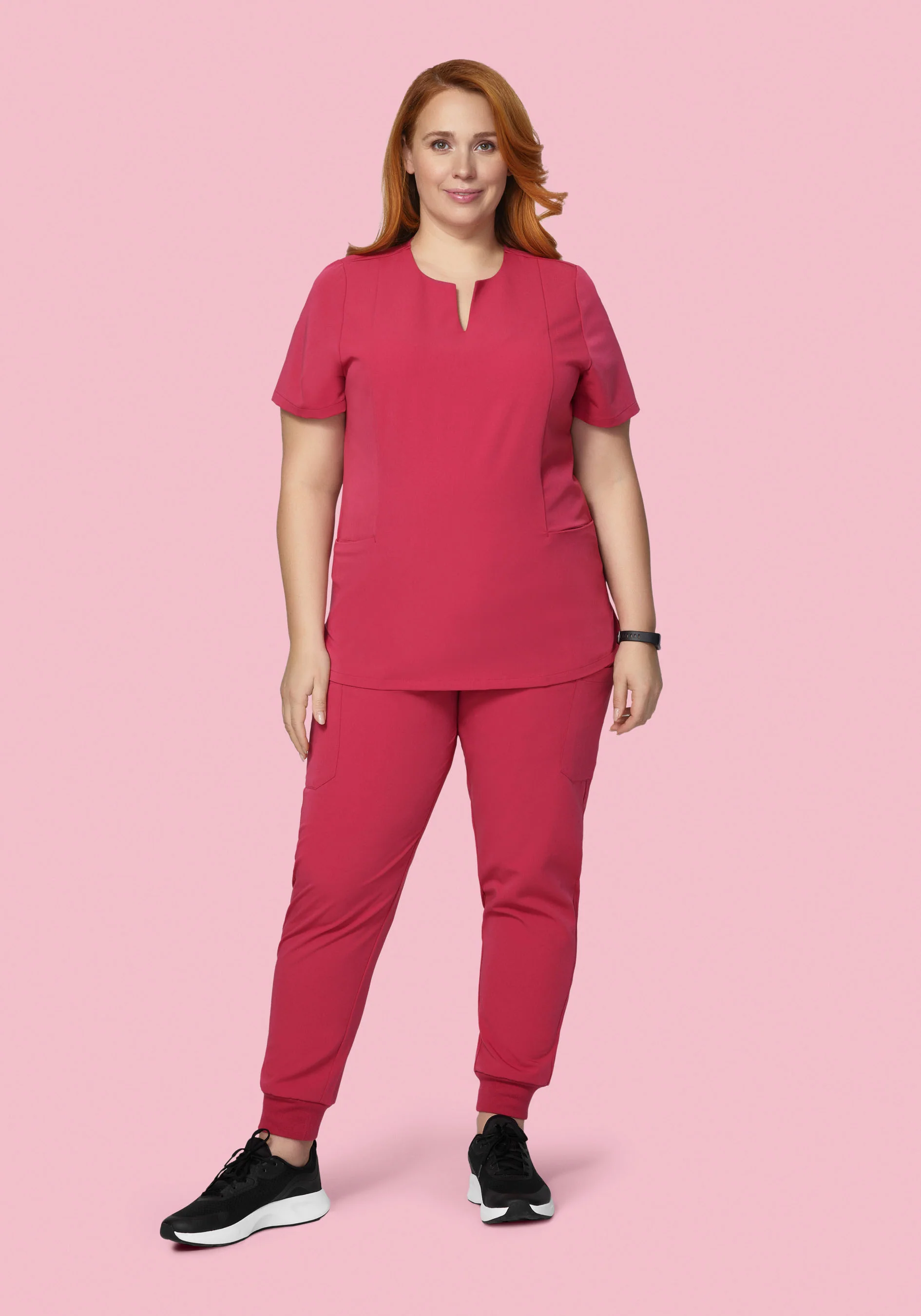 5 Pocket Notch Neck Top Deep Rose - Image 7