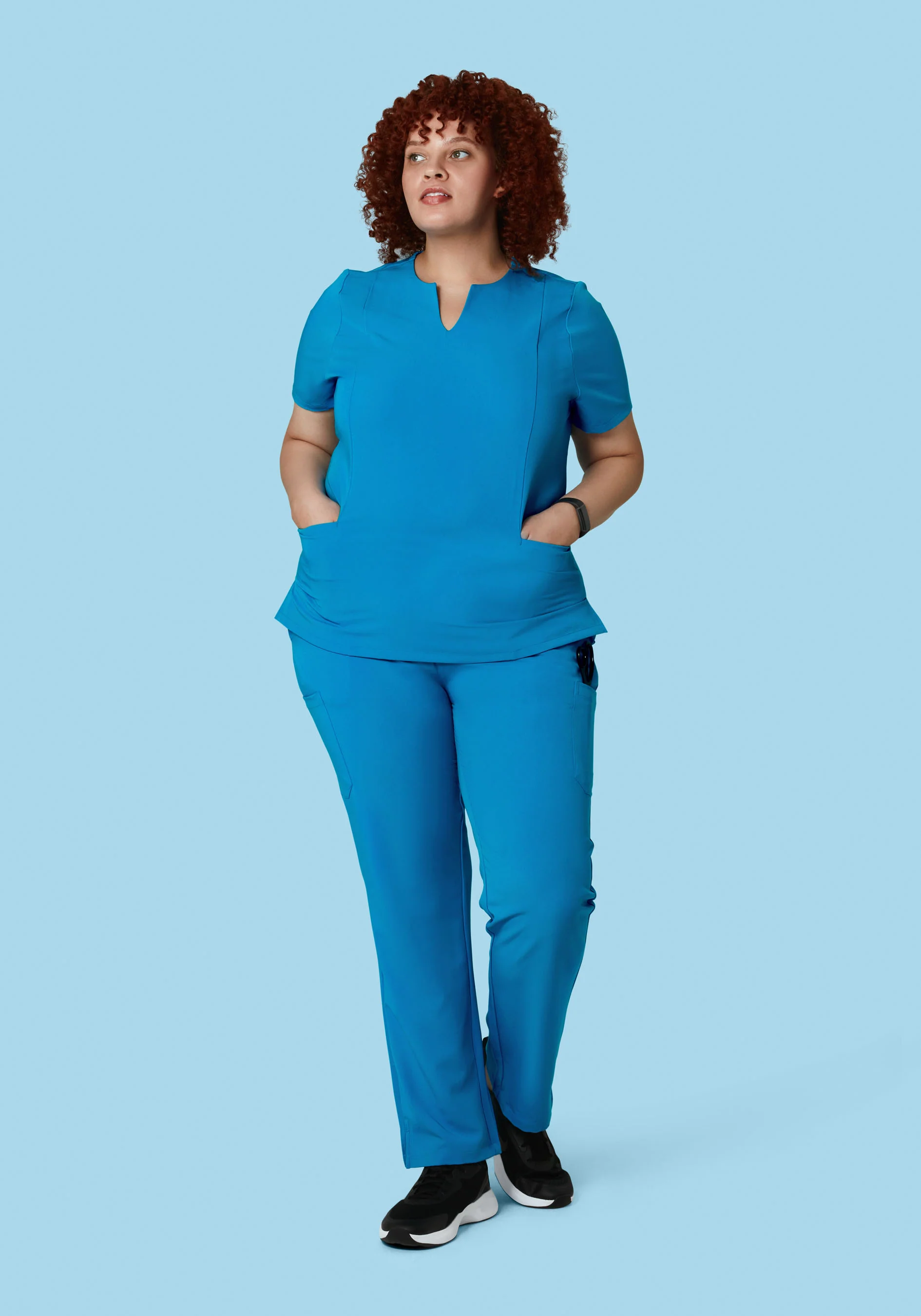 5 Pocket Notch Neck Top Electric Blue - Image 4