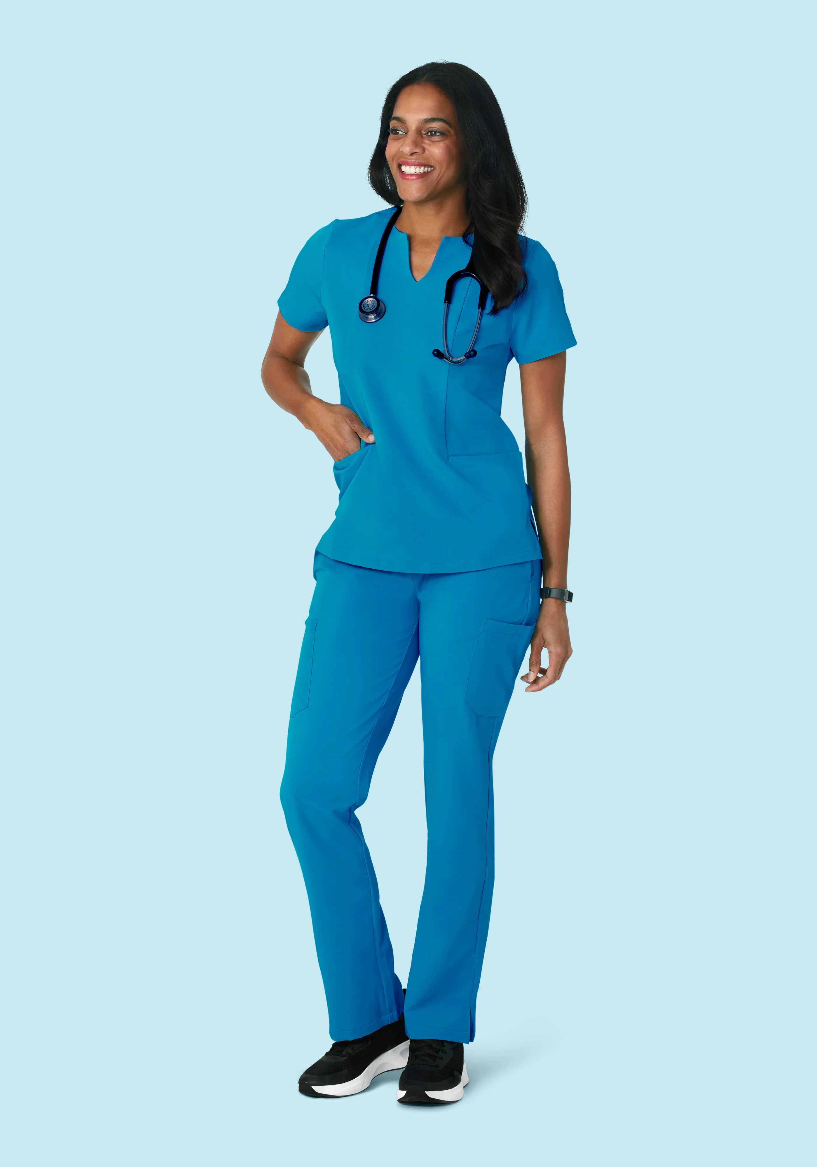 5 Pocket Notch Neck Top Electric Blue - Image 6
