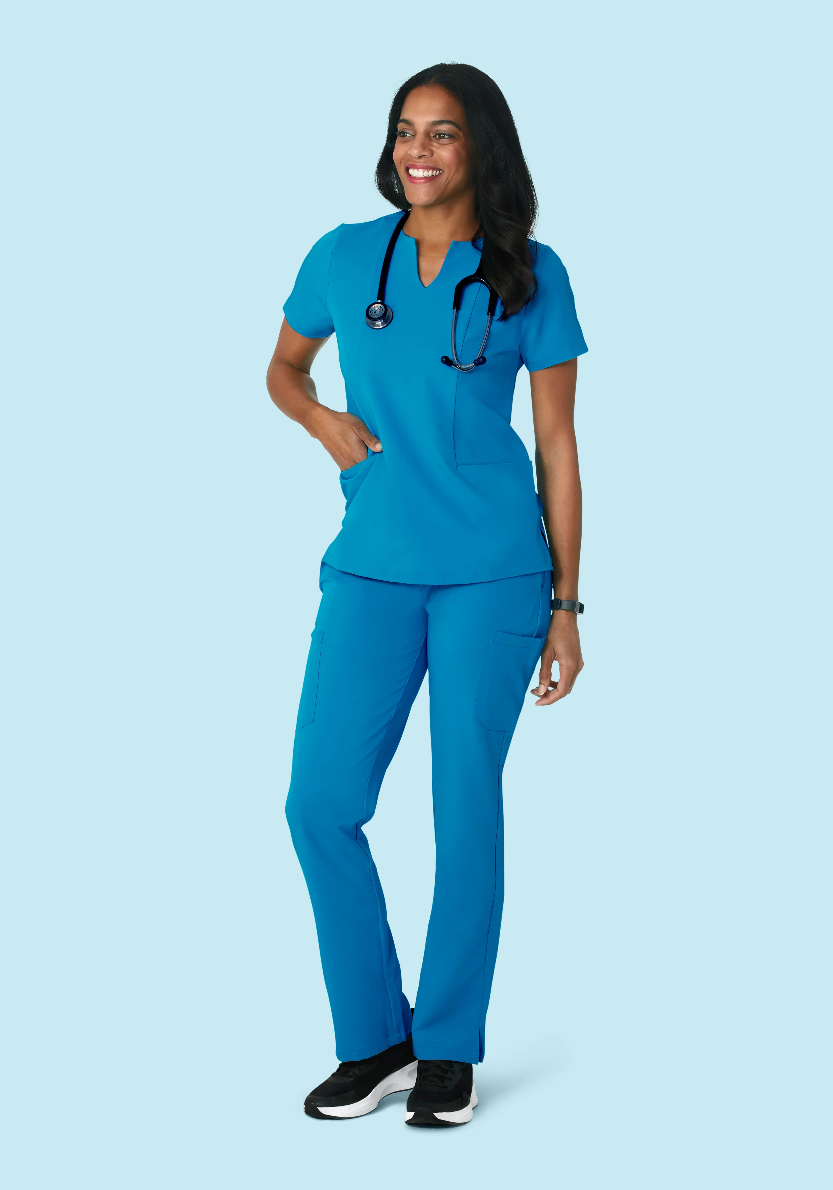 5 Pocket Notch Neck Top Electric Blue - Image 7