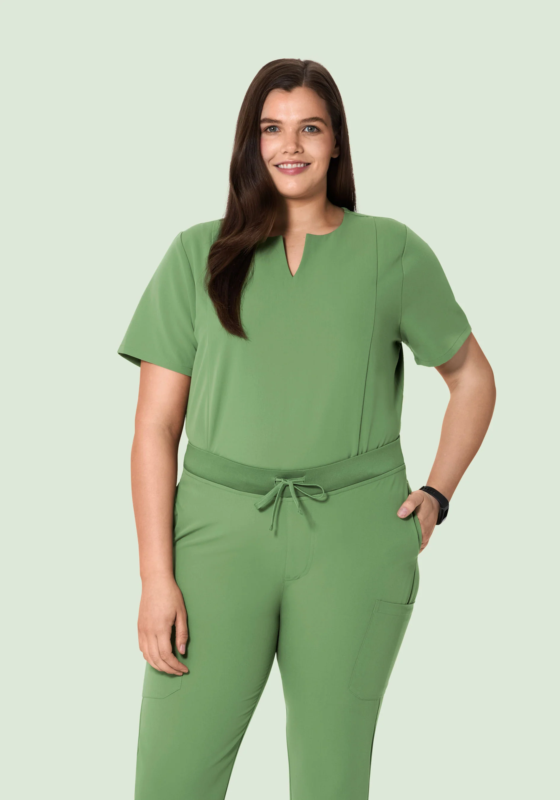 5 Pocket Notch Neck Top Hazel Green - Image 6