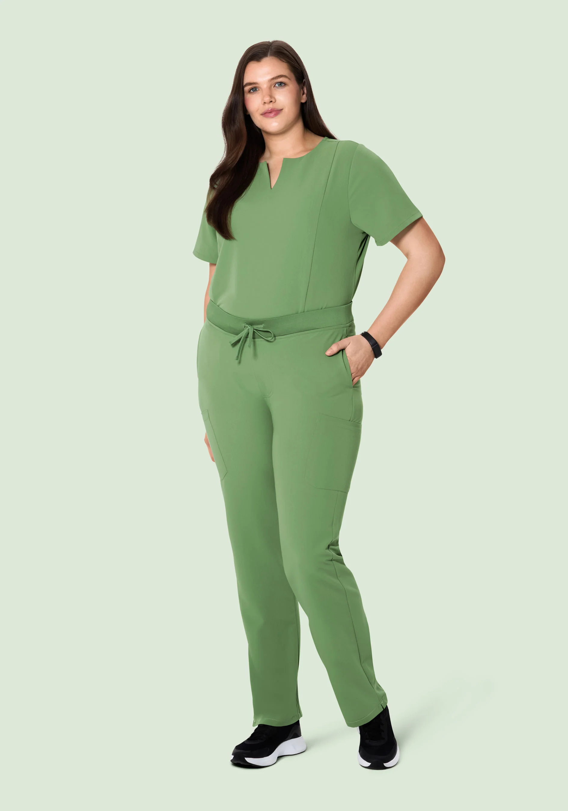 5 Pocket Notch Neck Top Hazel Green - Image 7