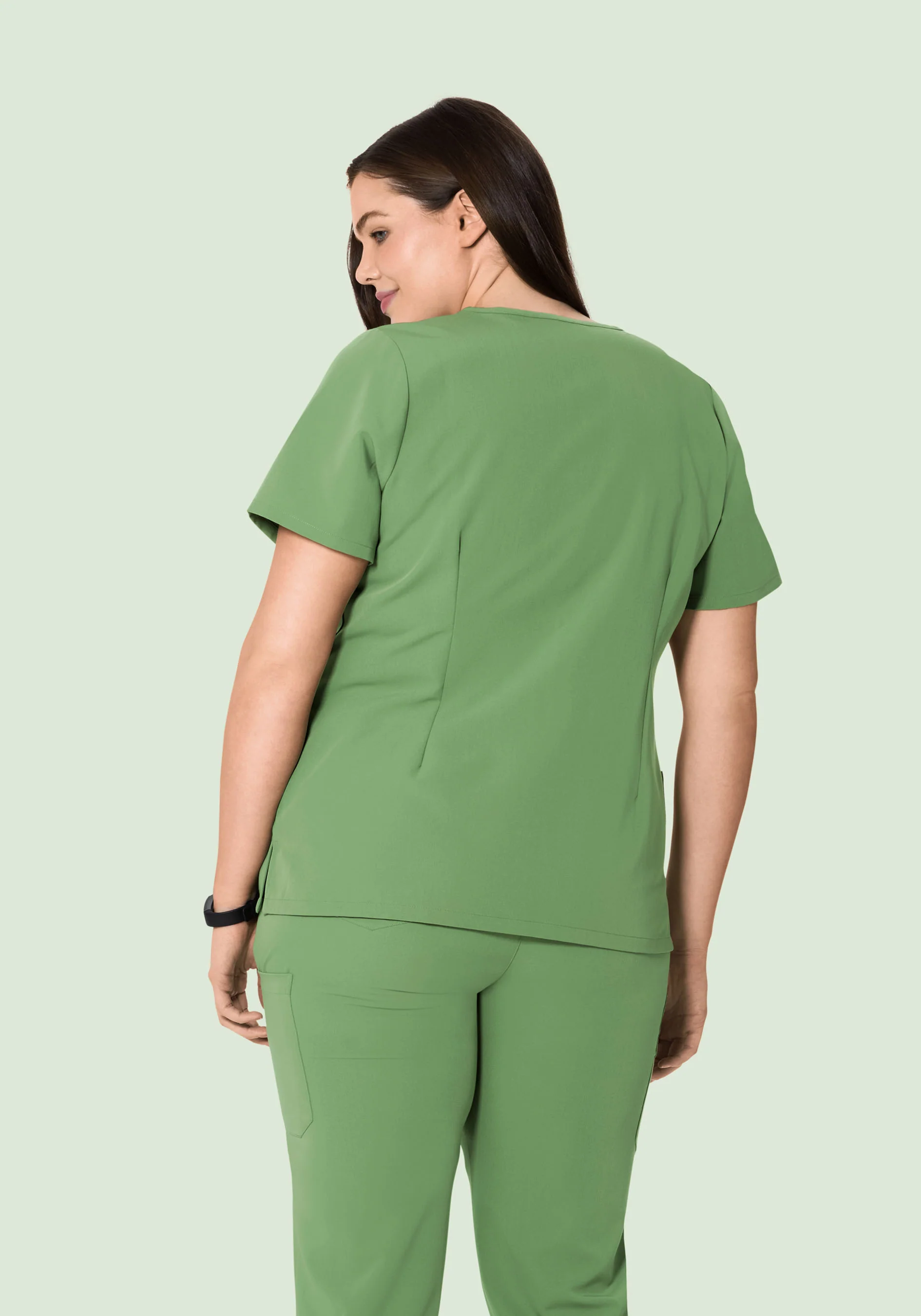 5 Pocket Notch Neck Top Hazel Green - Image 8