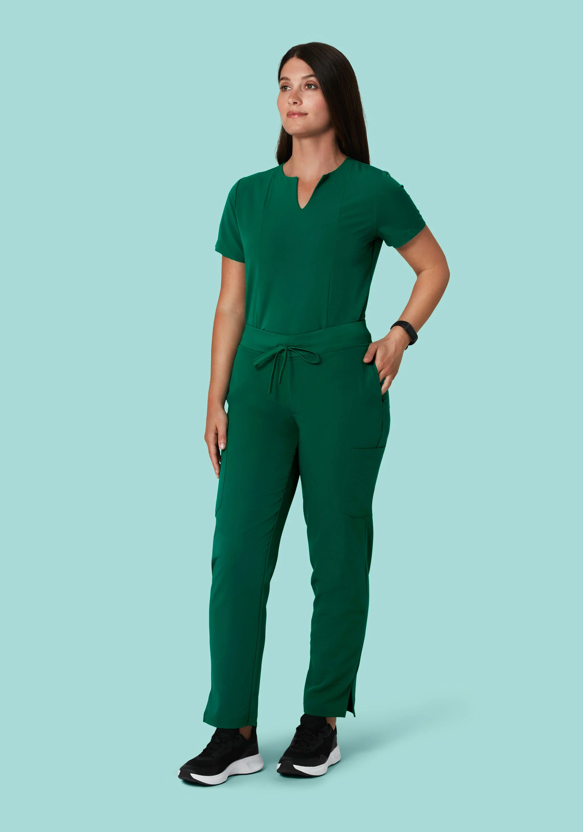 5 Pocket Notch Neck Top Hunter Green - Image 3