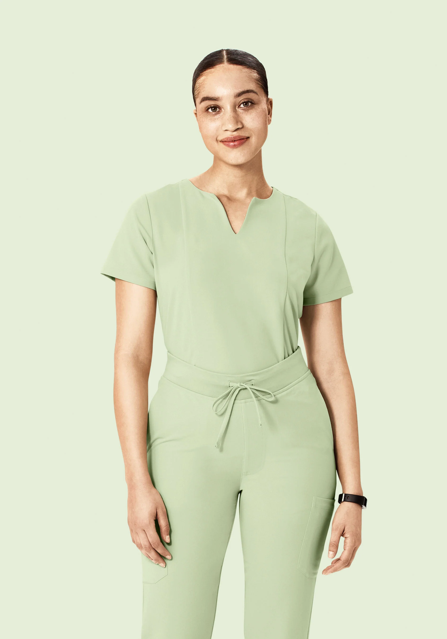 5 Pocket Notch Neck Top Matcha - Image 2