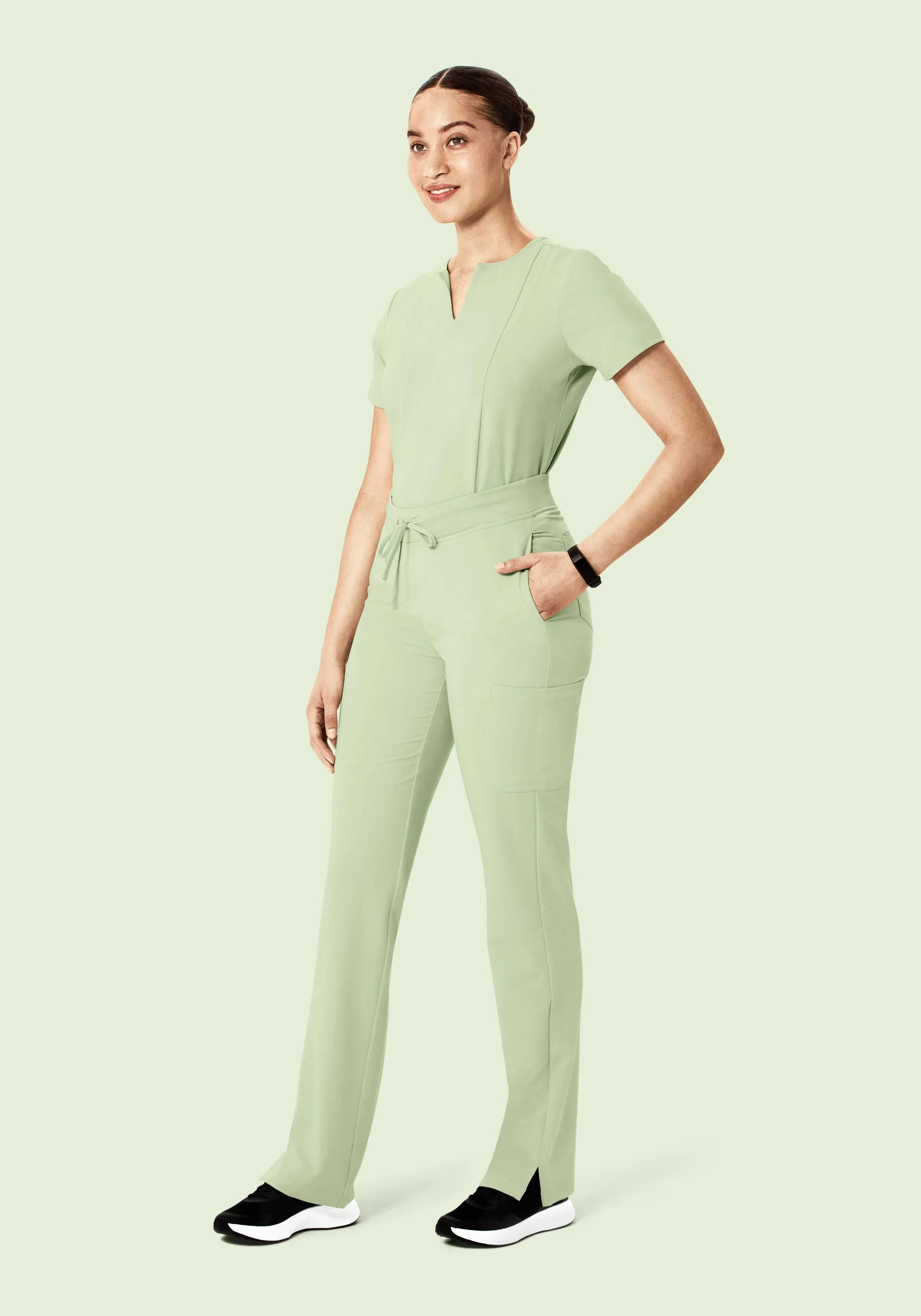 5 Pocket Notch Neck Top Matcha - Image 3