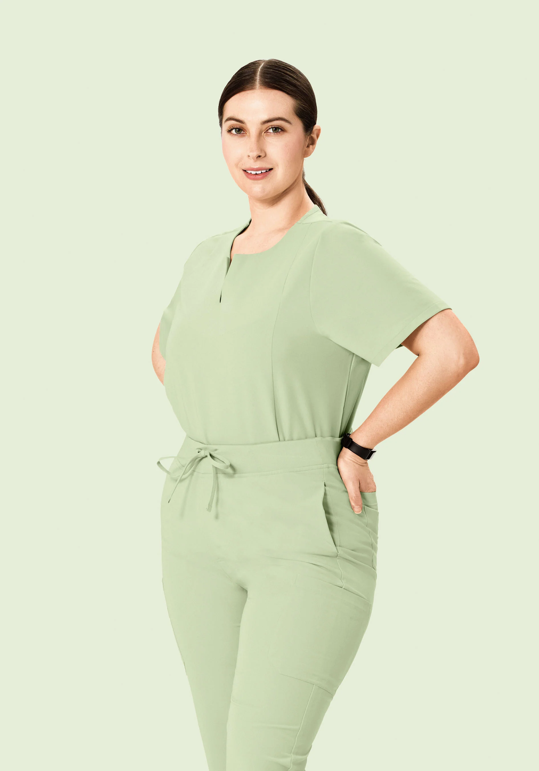 5 Pocket Notch Neck Top Matcha - Image 6