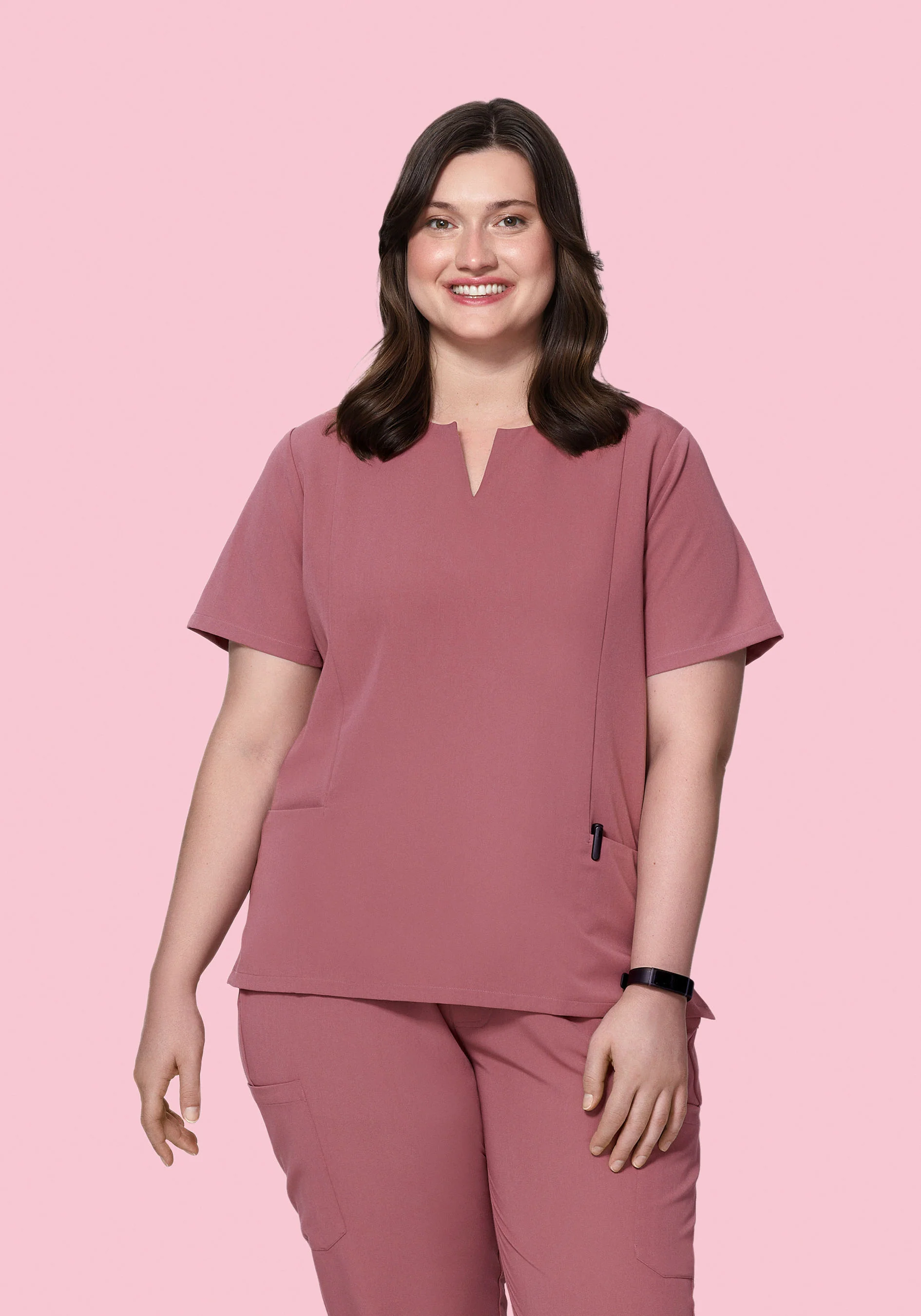 5 Pocket Notch Neck Top Mauve - Image 5
