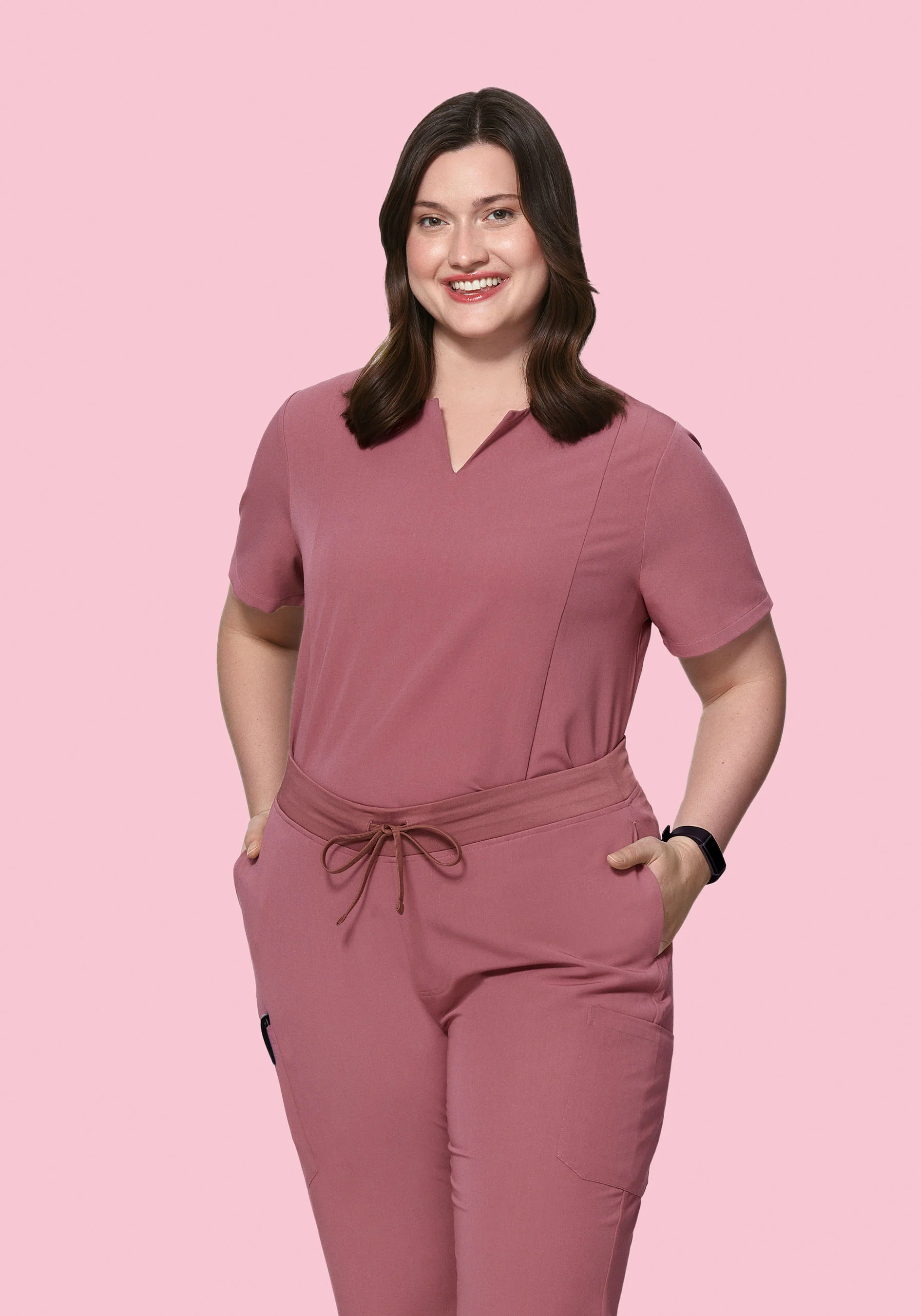 5 Pocket Notch Neck Top Mauve - Image 6