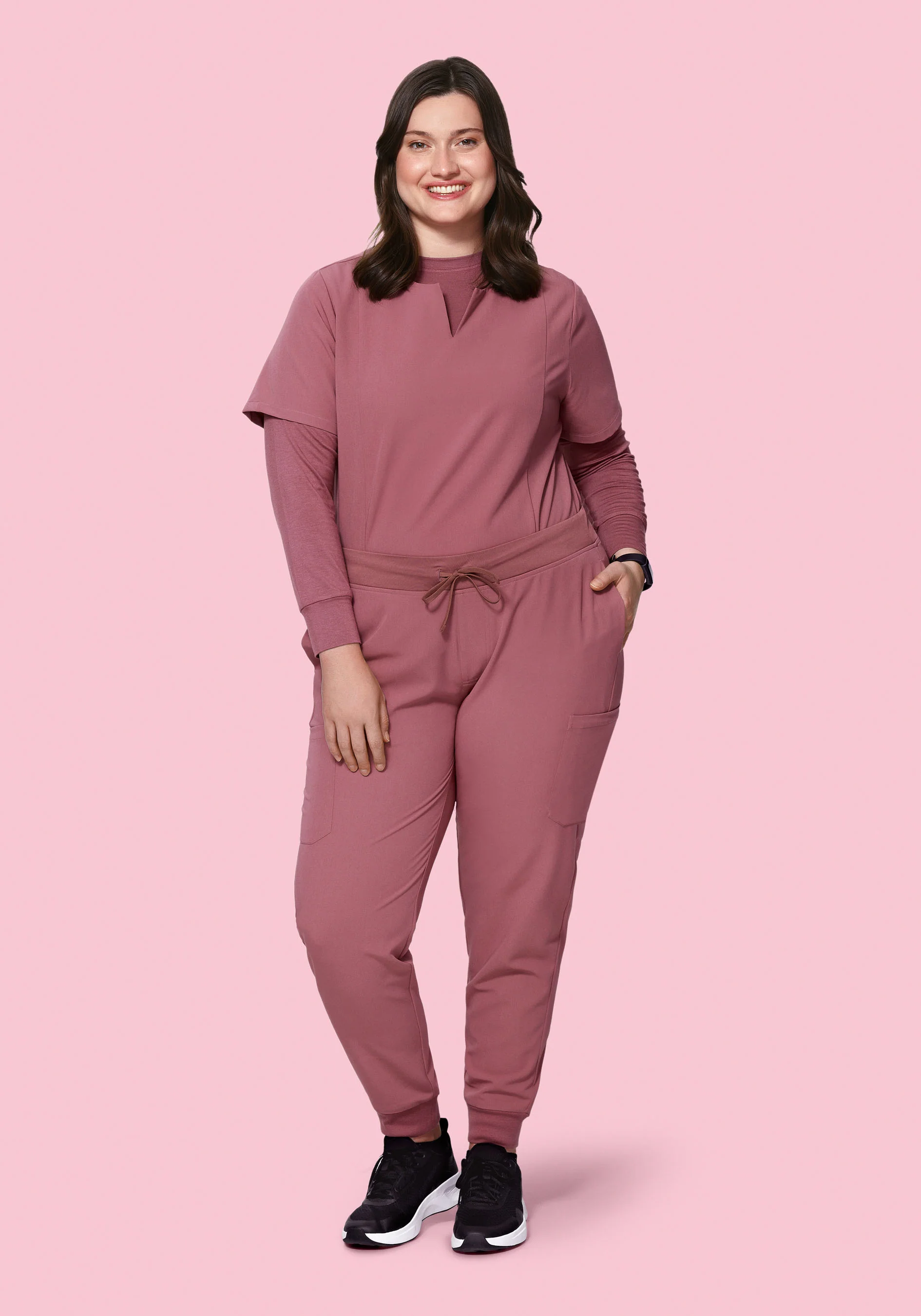 5 Pocket Notch Neck Top Mauve - Image 7