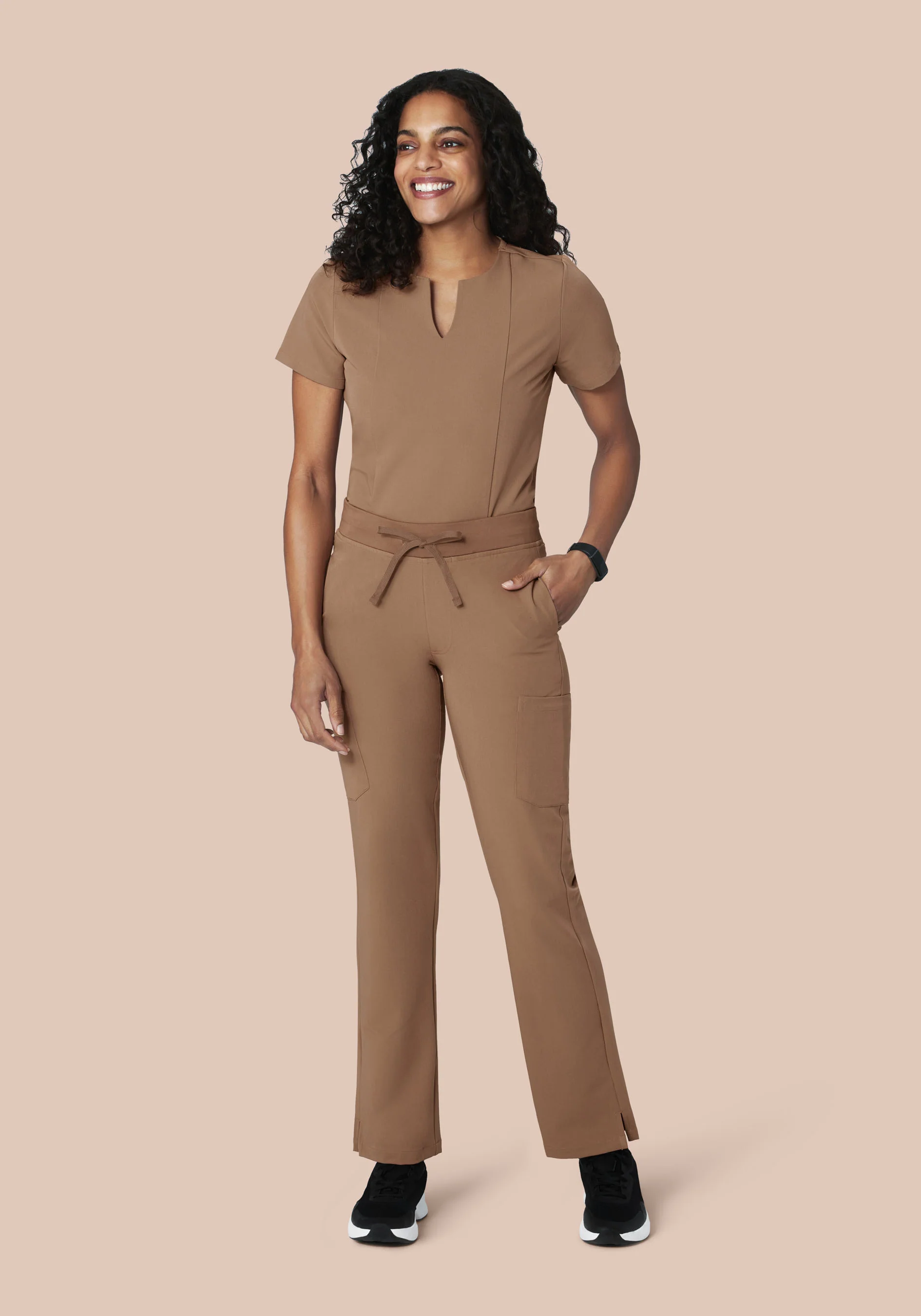 5 Pocket Notch Neck Top Mocha - Image 3