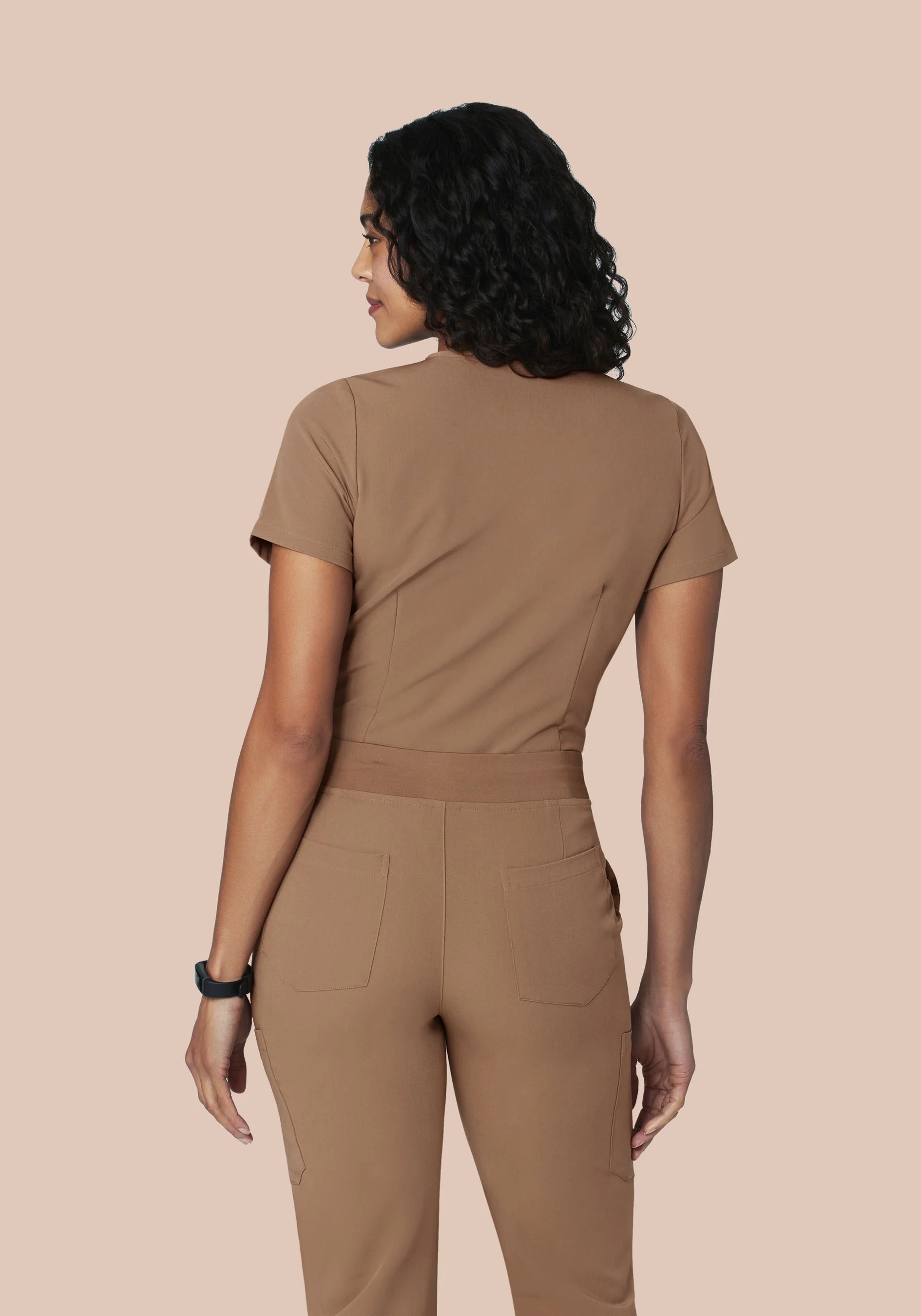 5 Pocket Notch Neck Top Mocha - Image 4