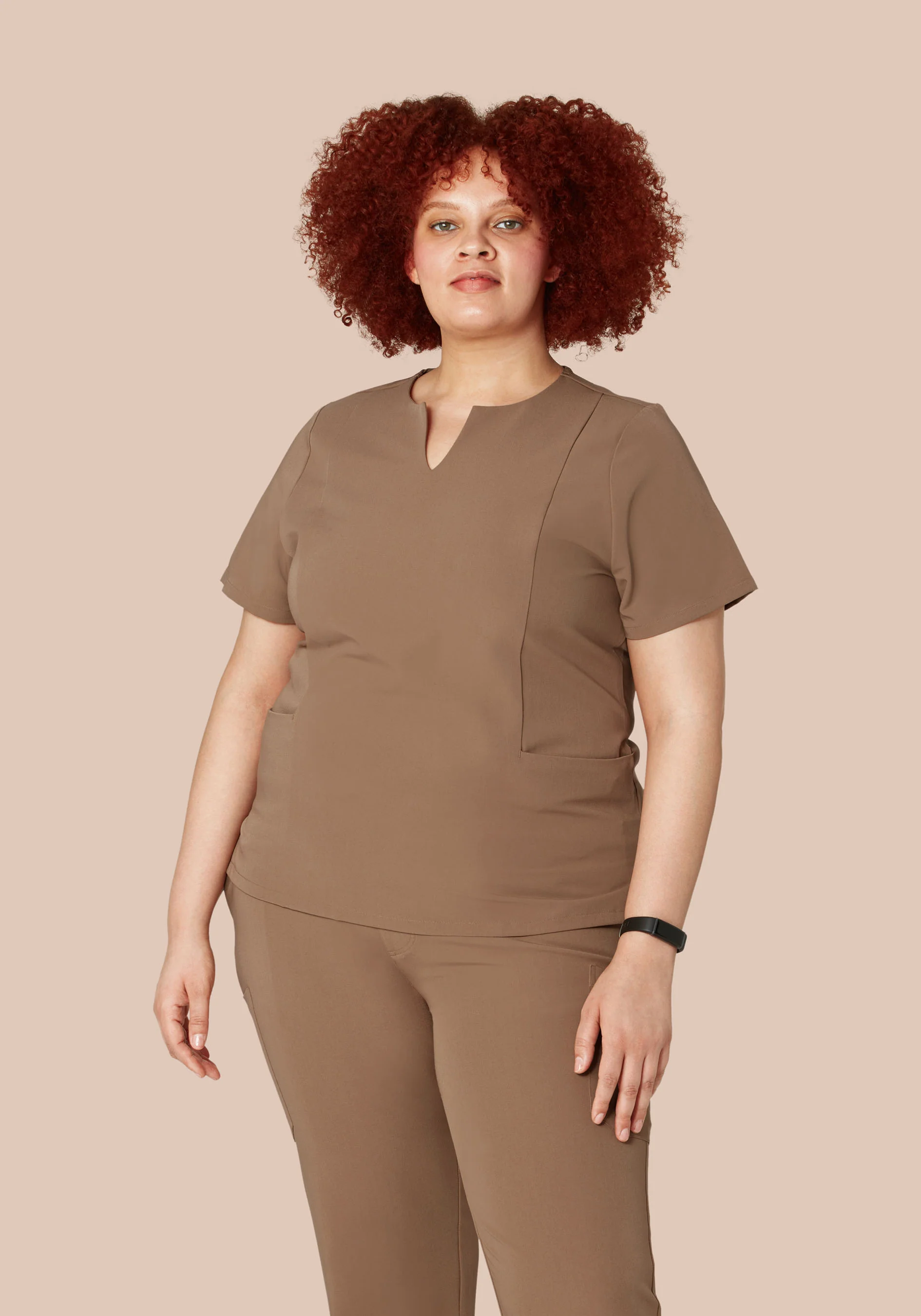 5 Pocket Notch Neck Top Mocha - Image 5