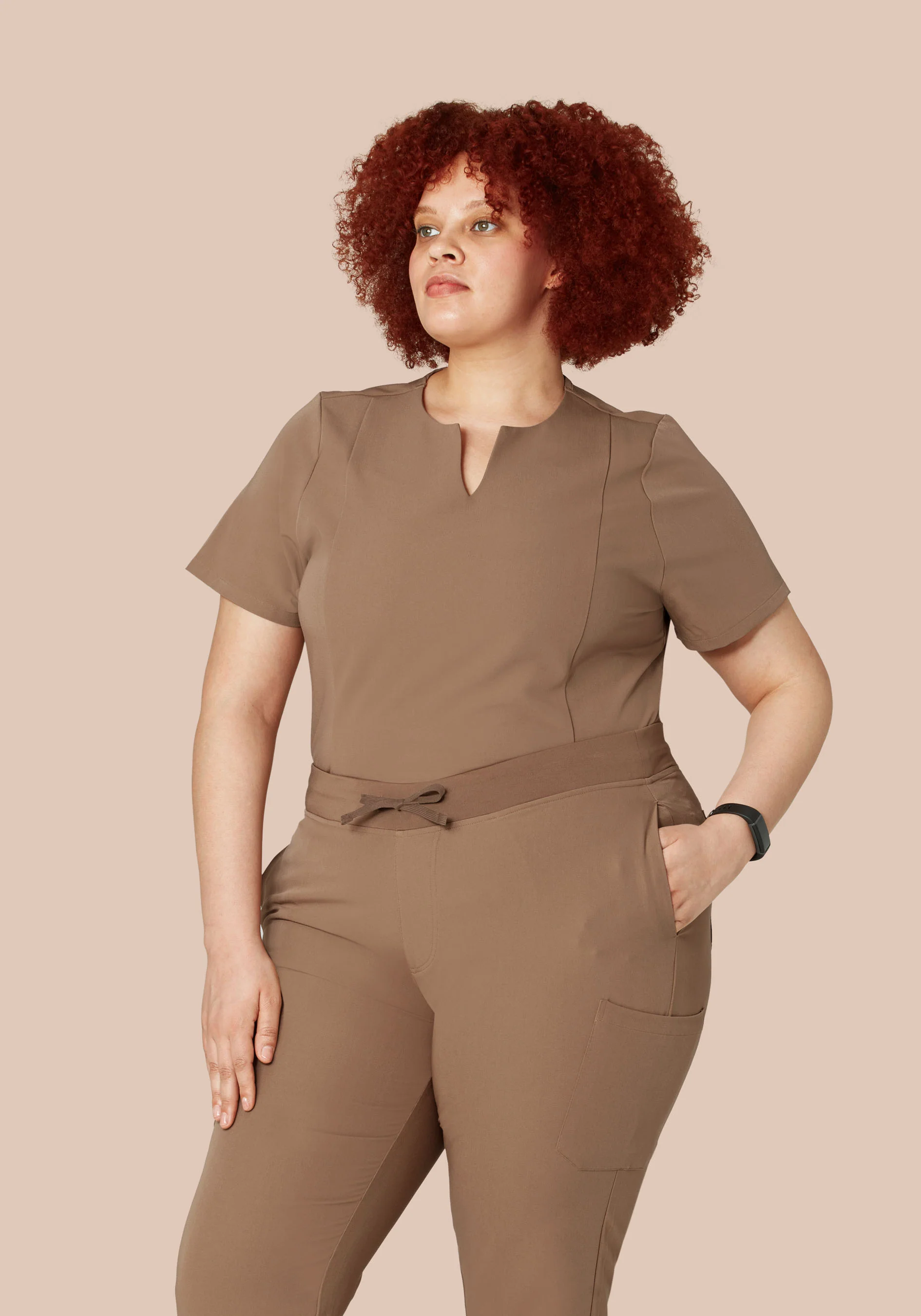 5 Pocket Notch Neck Top Mocha - Image 6