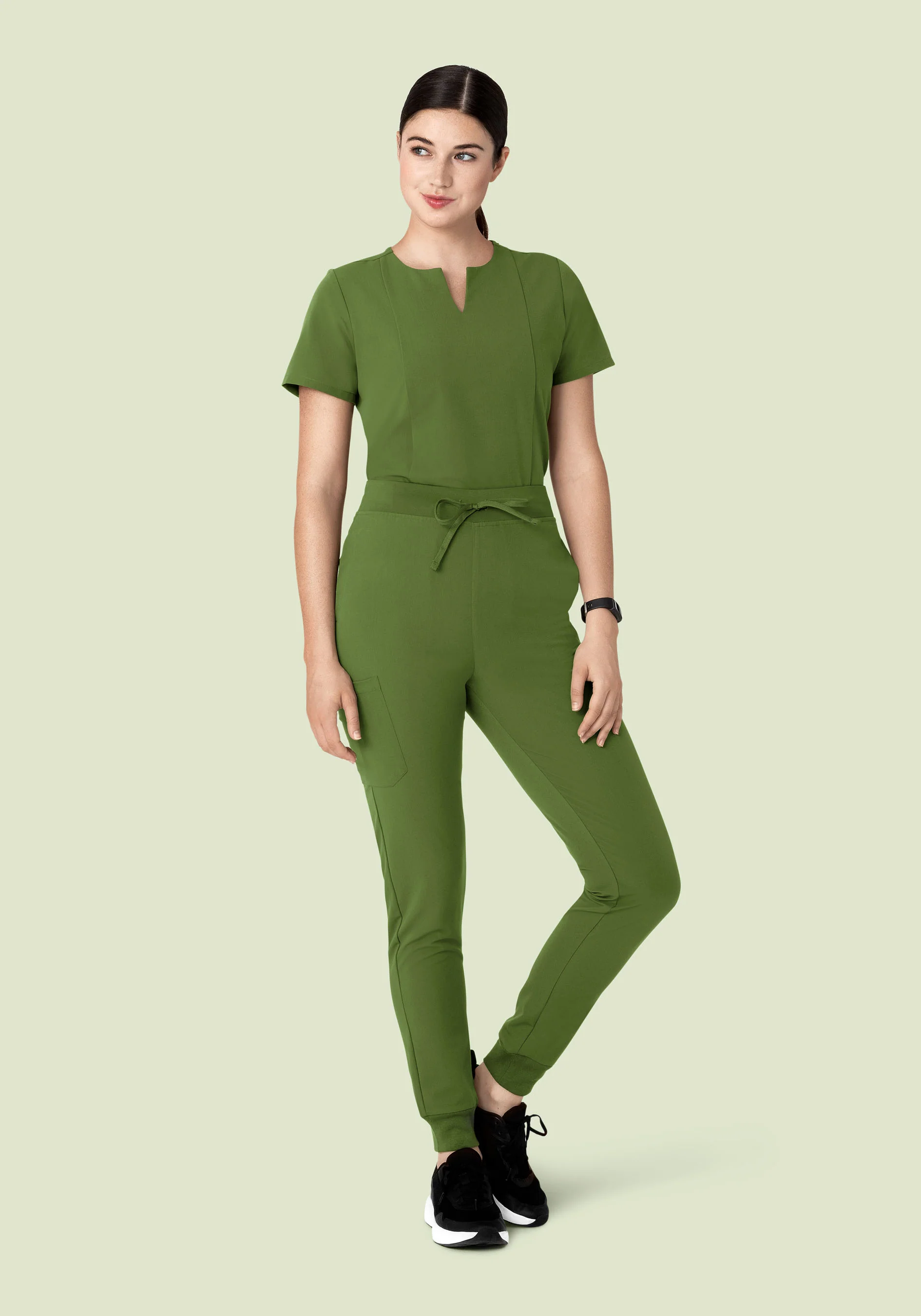 5 Pocket Notch Neck Top Moss - Image 3