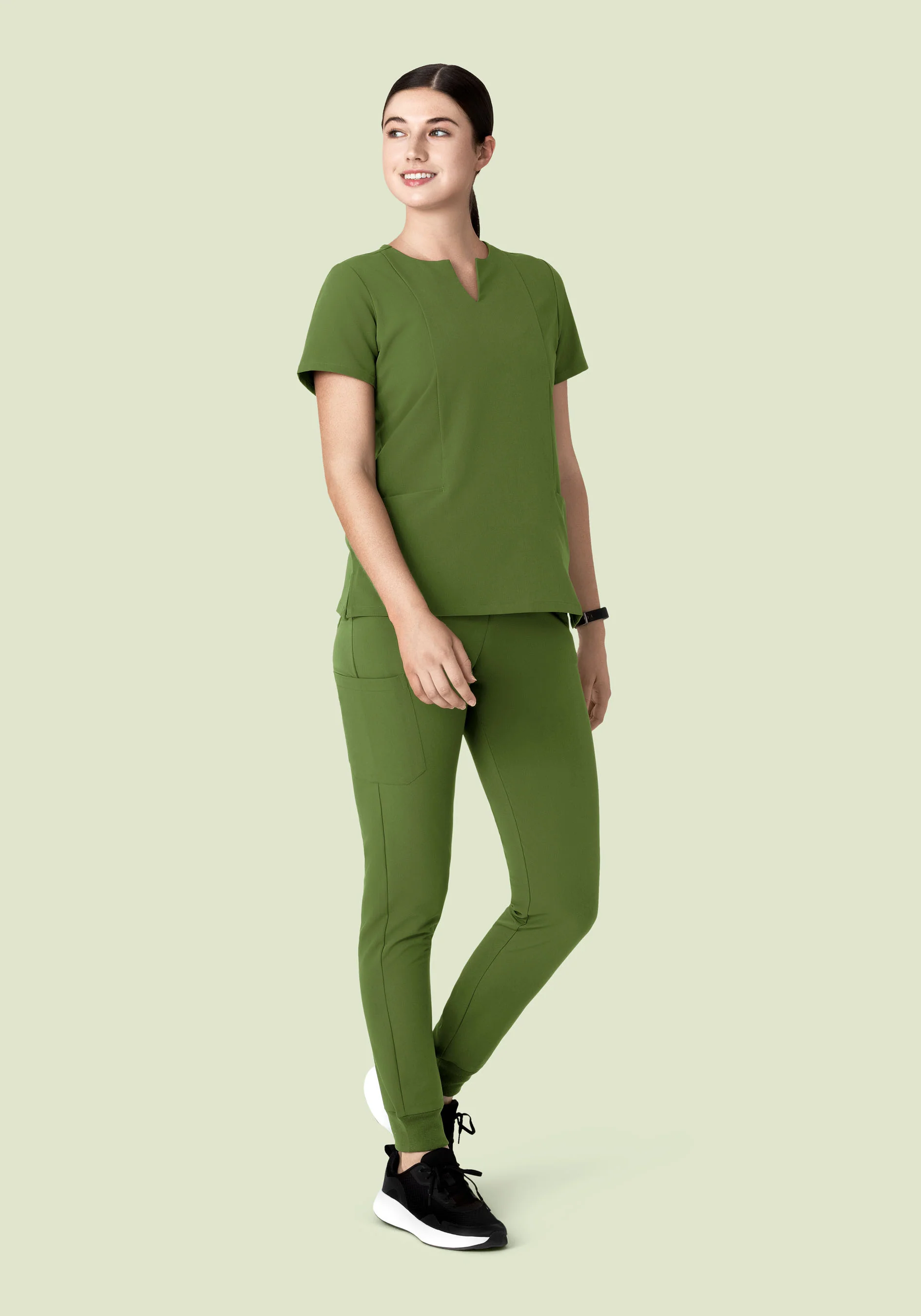 5 Pocket Notch Neck Top Moss - Image 4