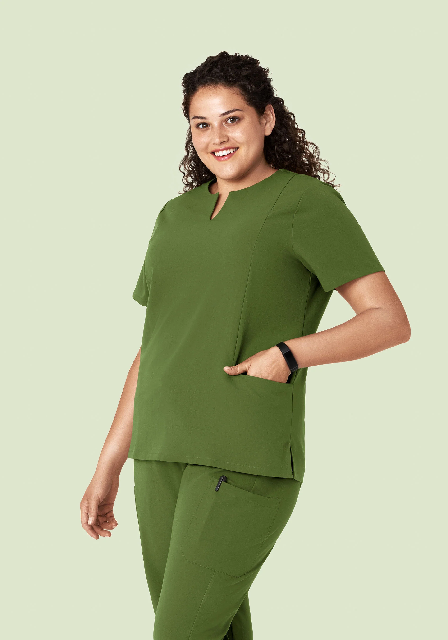 5 Pocket Notch Neck Top Moss - Image 6