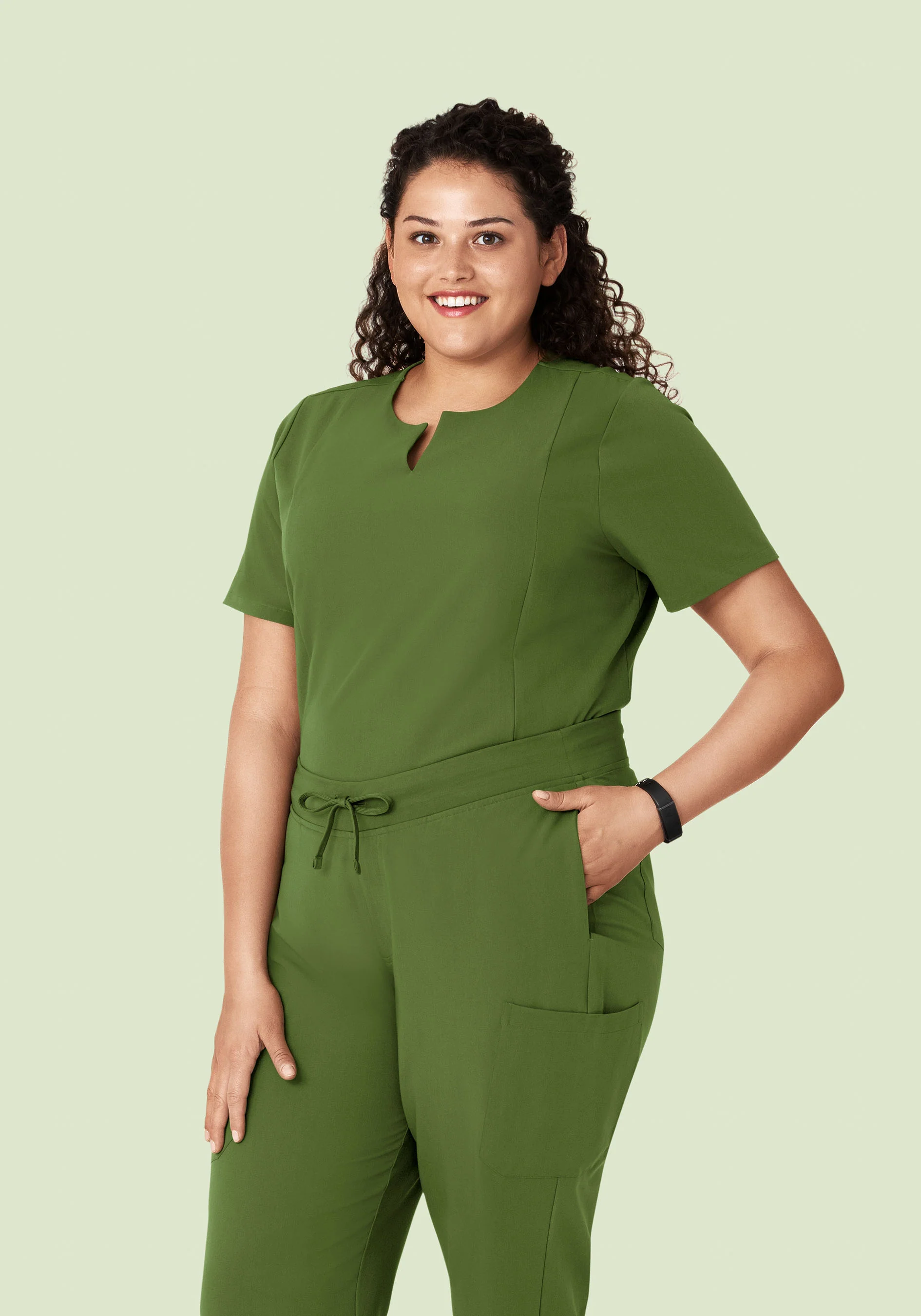 5 Pocket Notch Neck Top Moss - Image 7