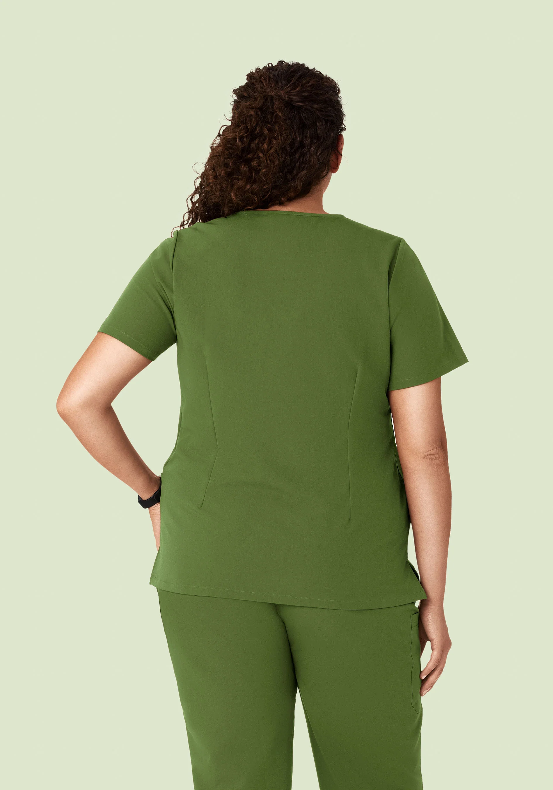 5 Pocket Notch Neck Top Moss - Image 9