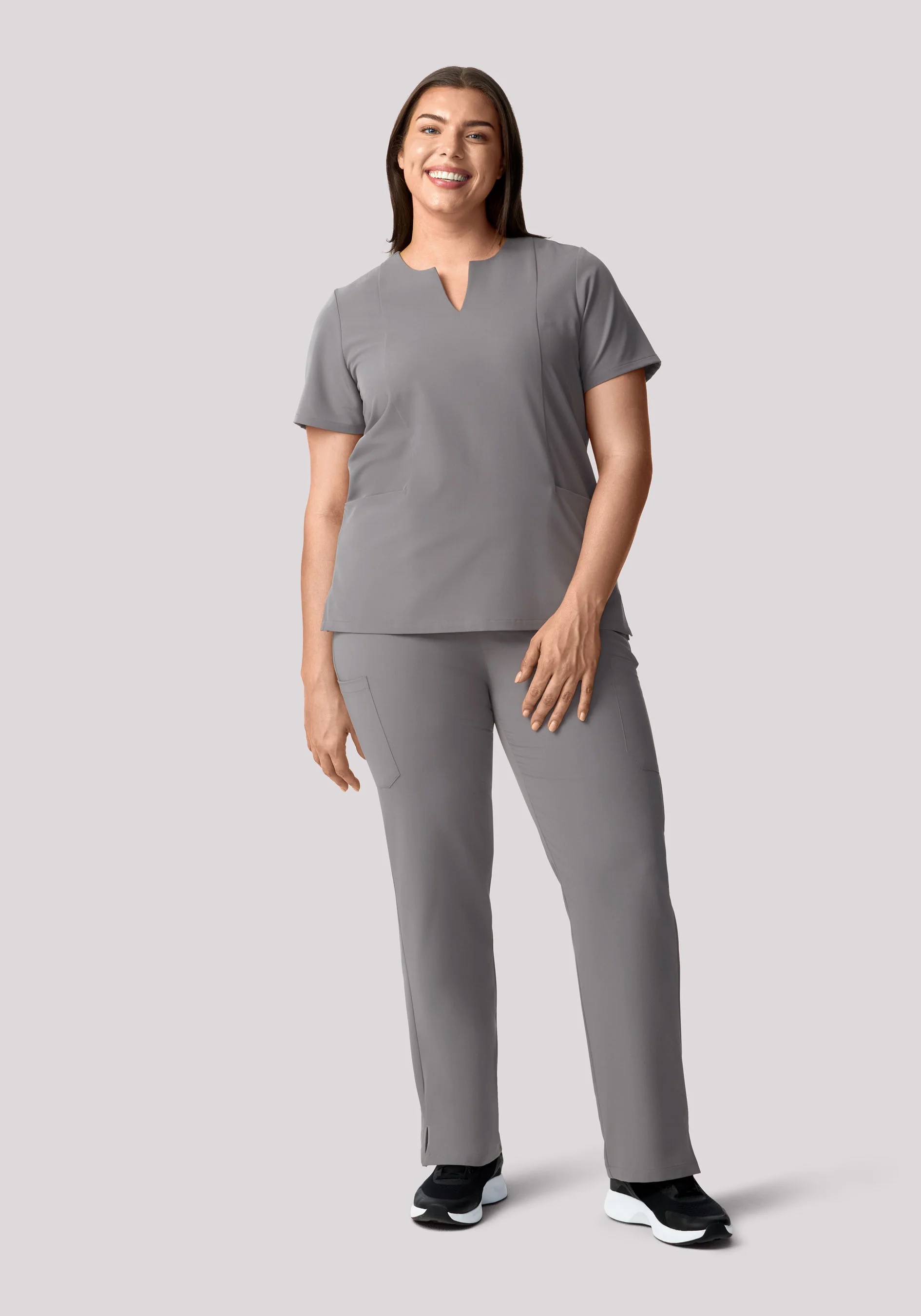 5 Pocket Notch Neck Top Oslo Gray - Image 6