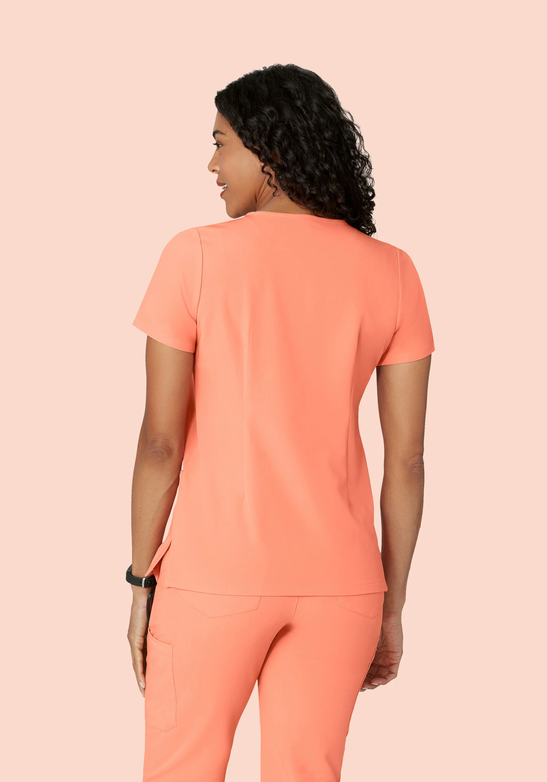 5 Pocket Notch Neck Top Peach - Image 4