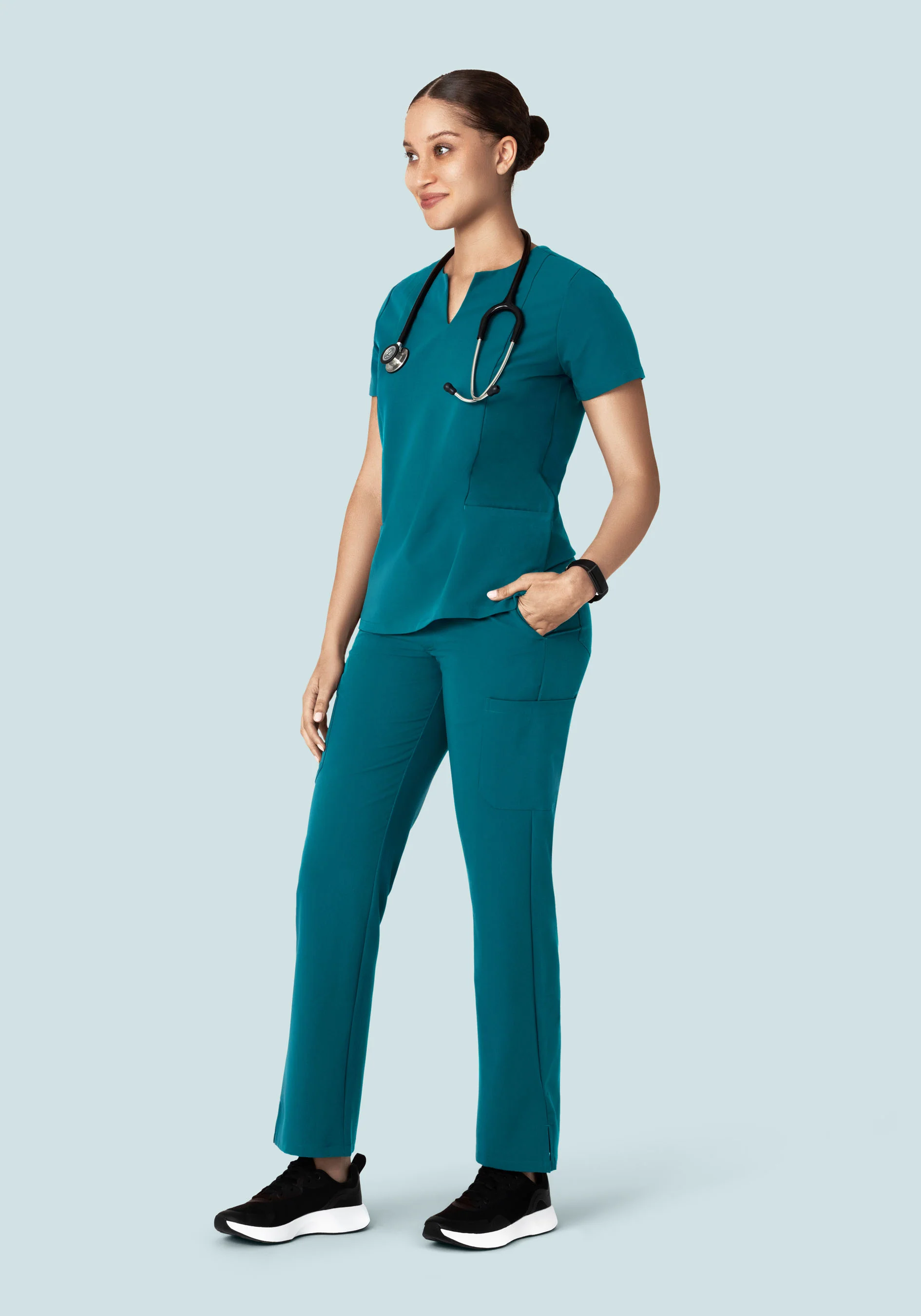 5 Pocket Notch Neck Top Peacock - Image 5