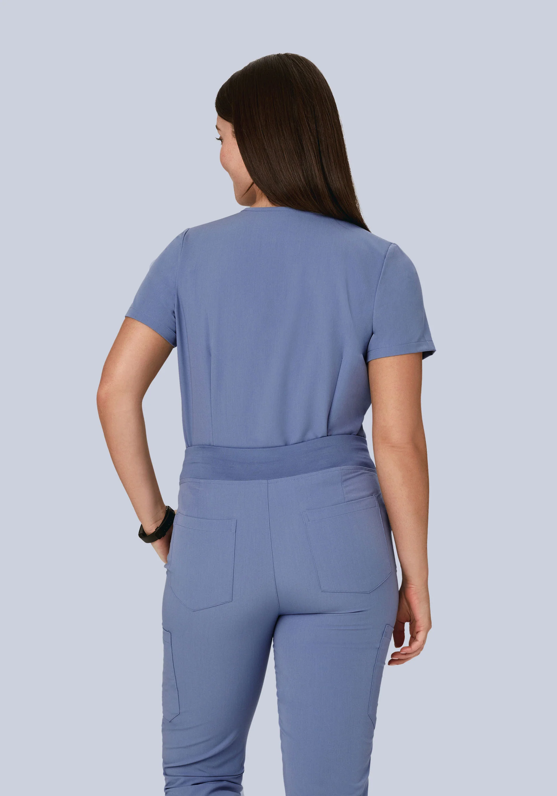 5 Pocket Notch Neck Top Periwinkle - Image 4