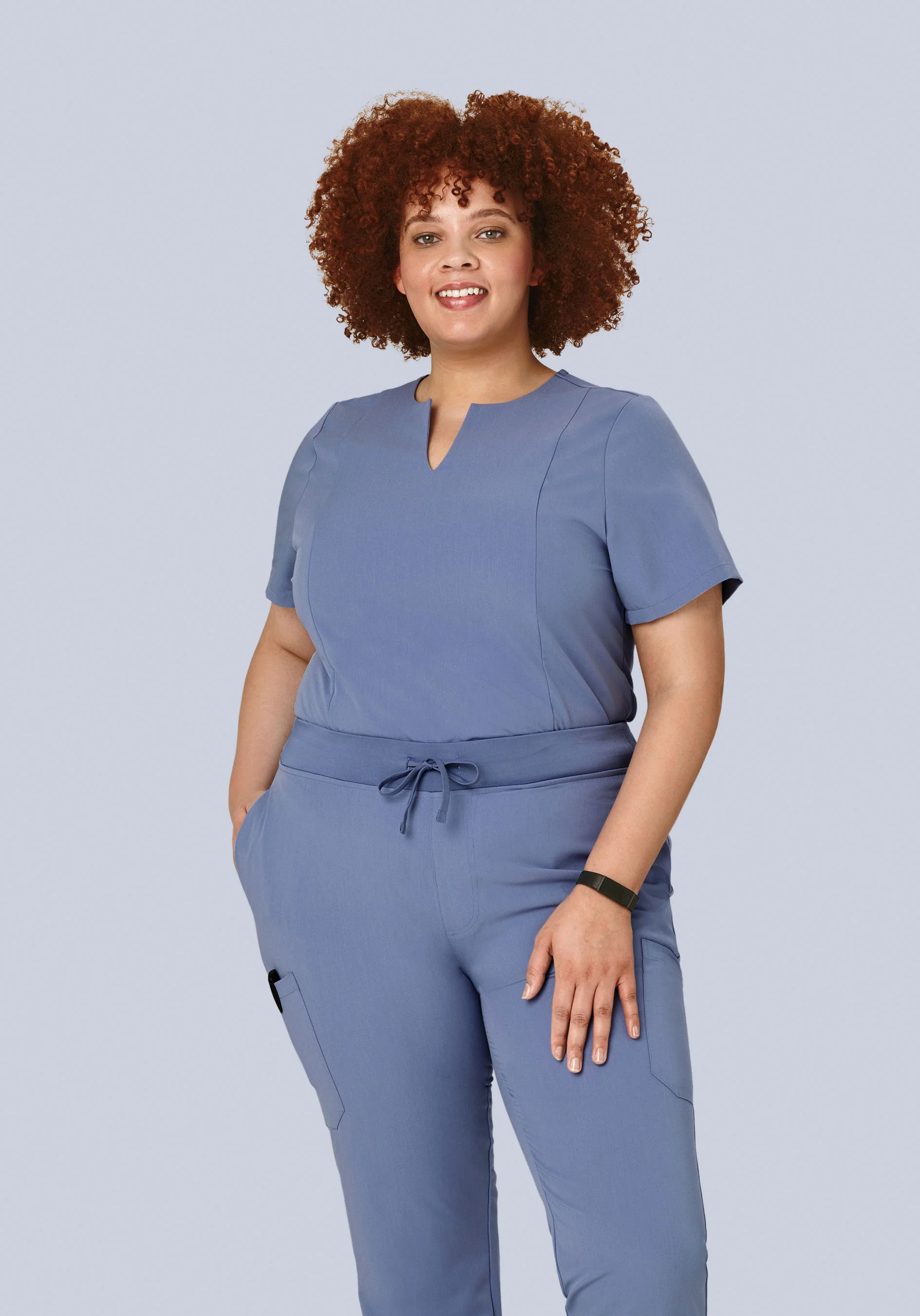 5 Pocket Notch Neck Top Periwinkle - Image 6