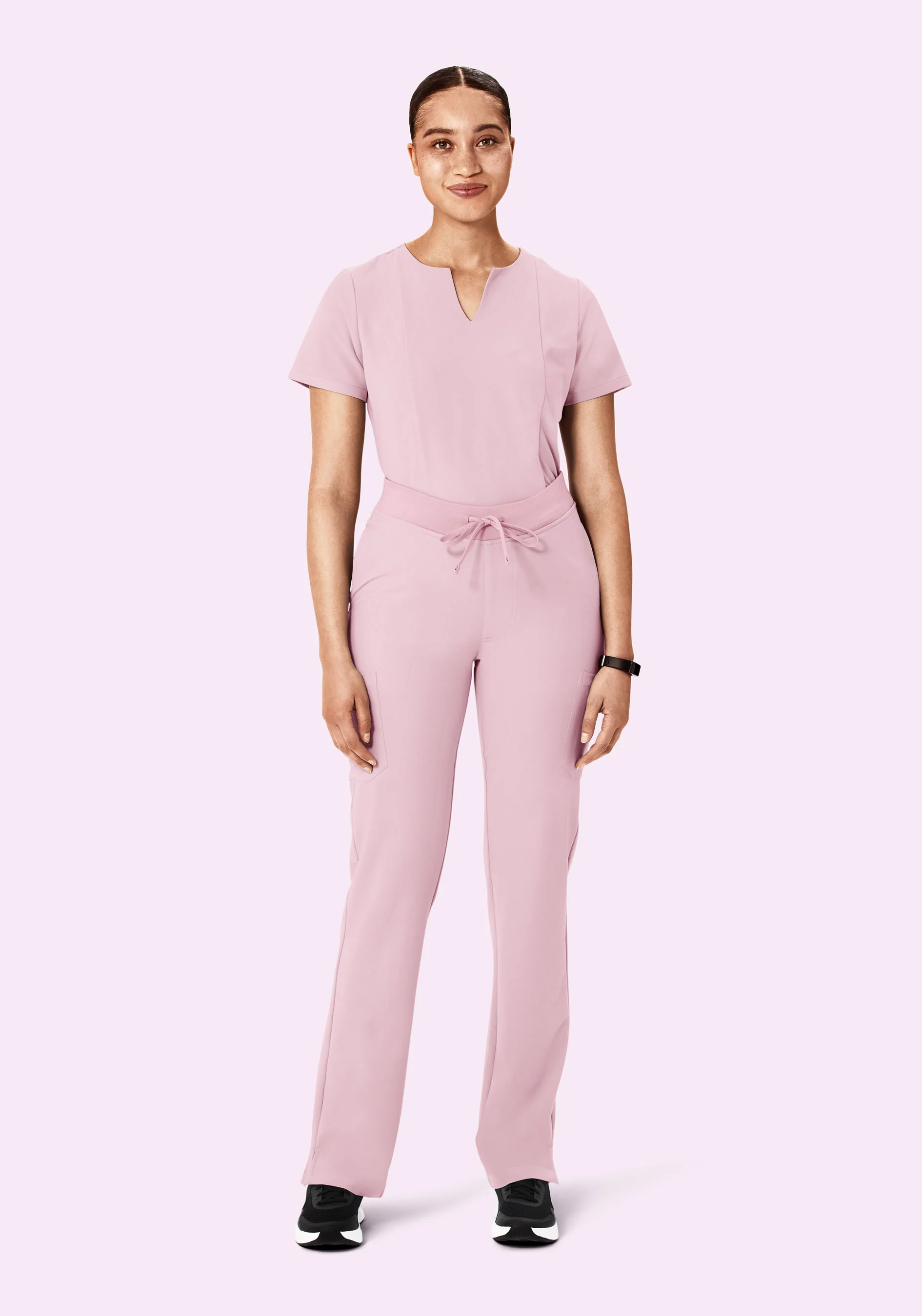 5 Pocket Notch Neck Top Pink Pearl - Image 3
