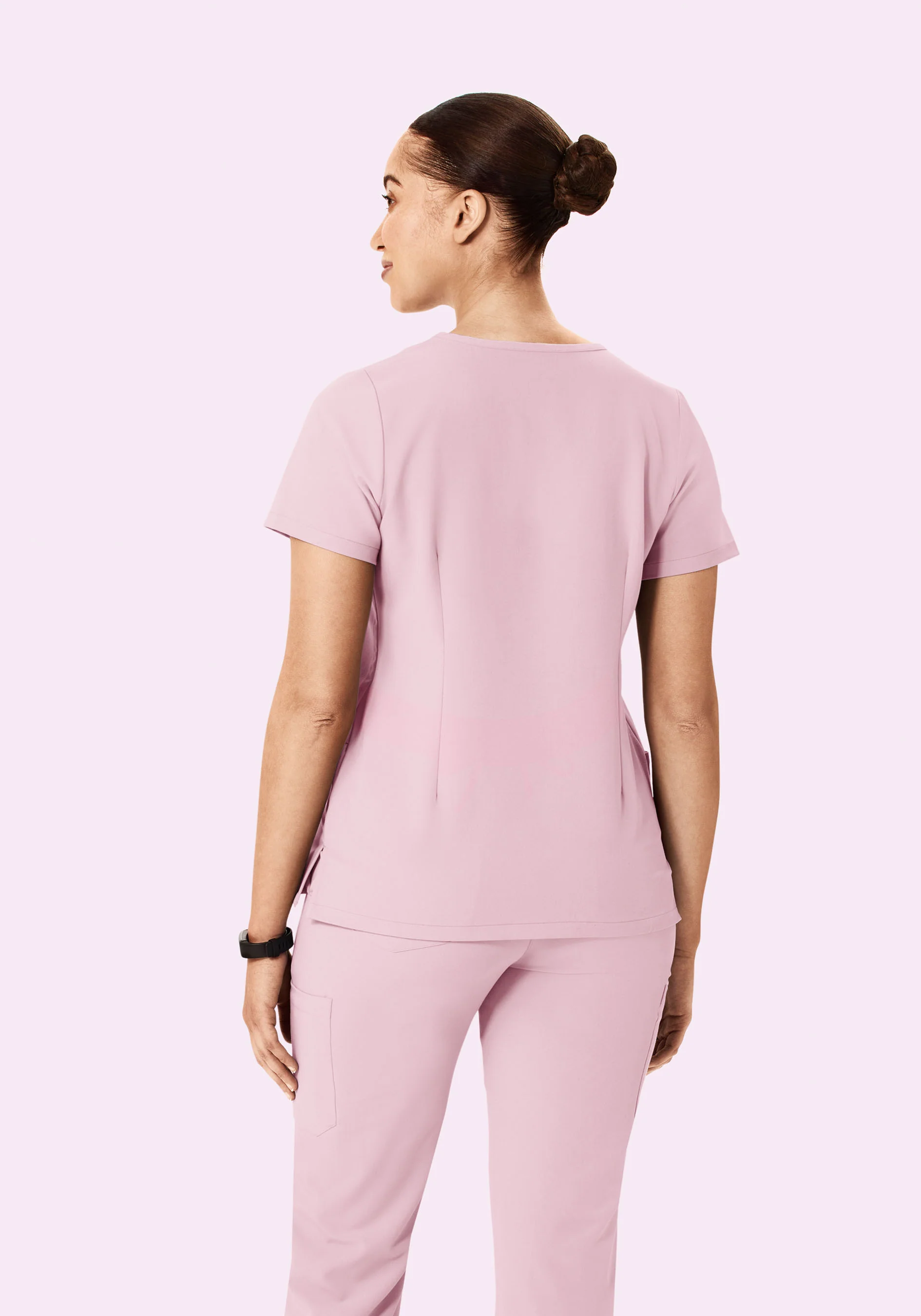 5 Pocket Notch Neck Top Pink Pearl - Image 4
