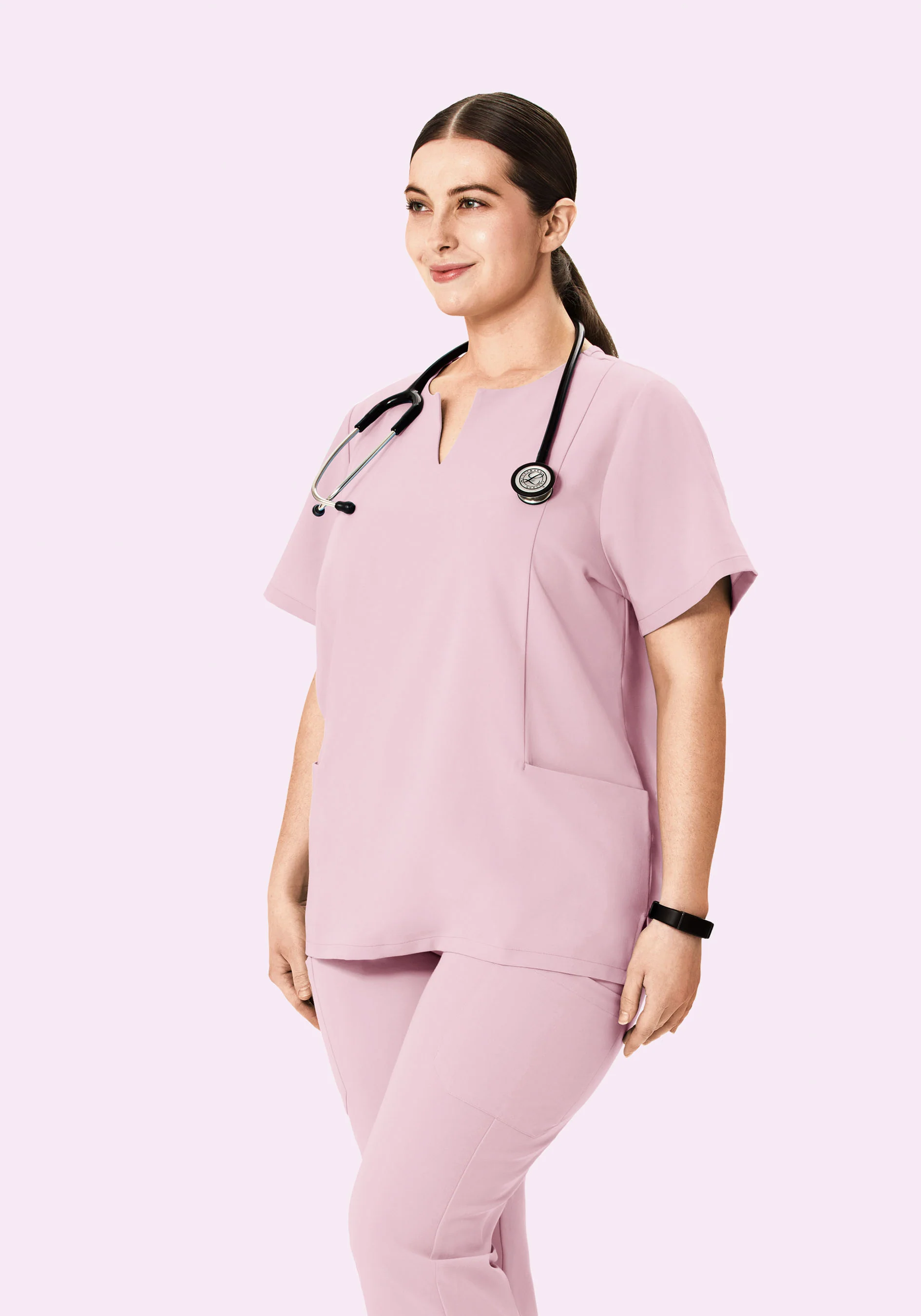 5 Pocket Notch Neck Top Pink Pearl - Image 5