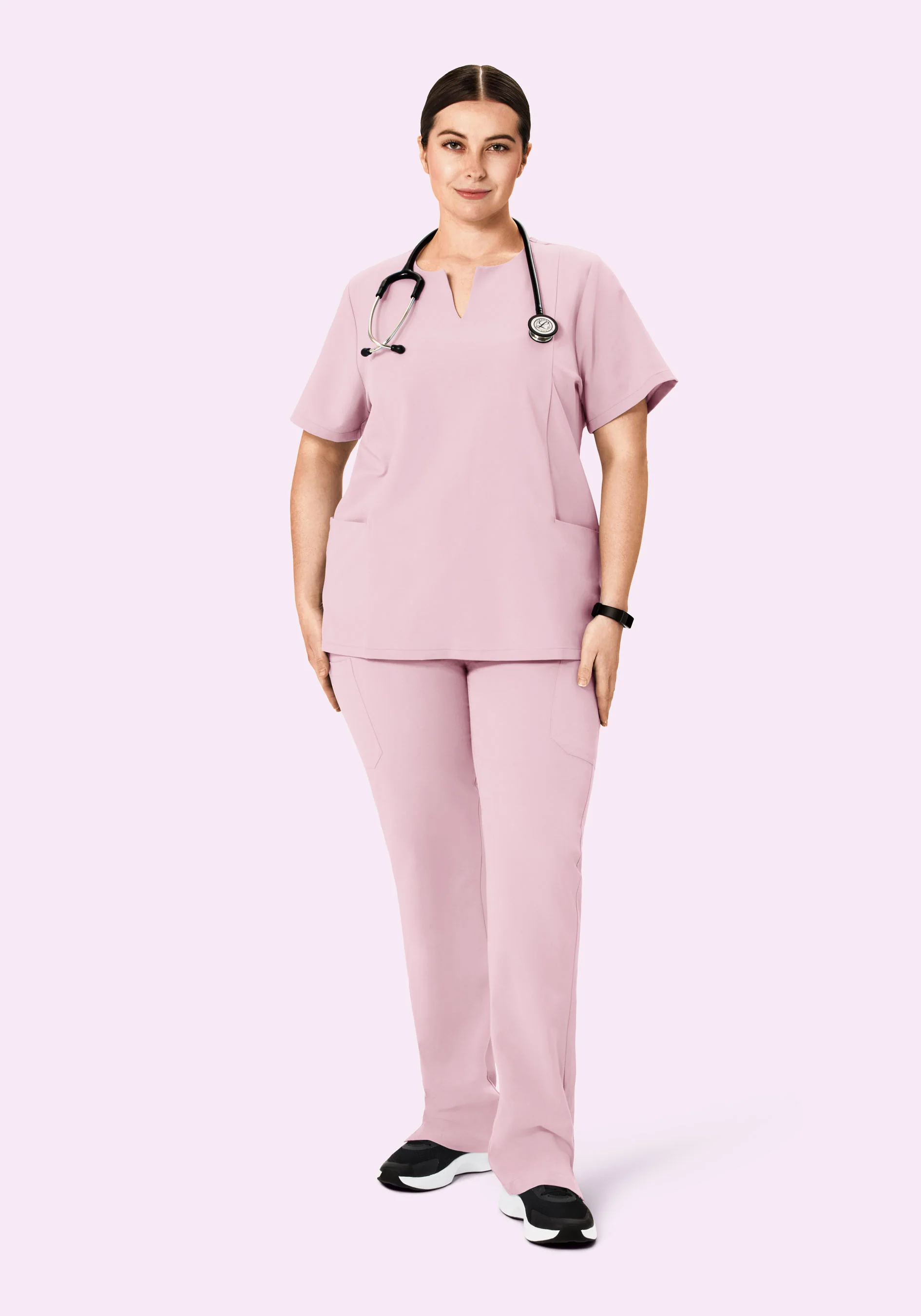 5 Pocket Notch Neck Top Pink Pearl - Image 7