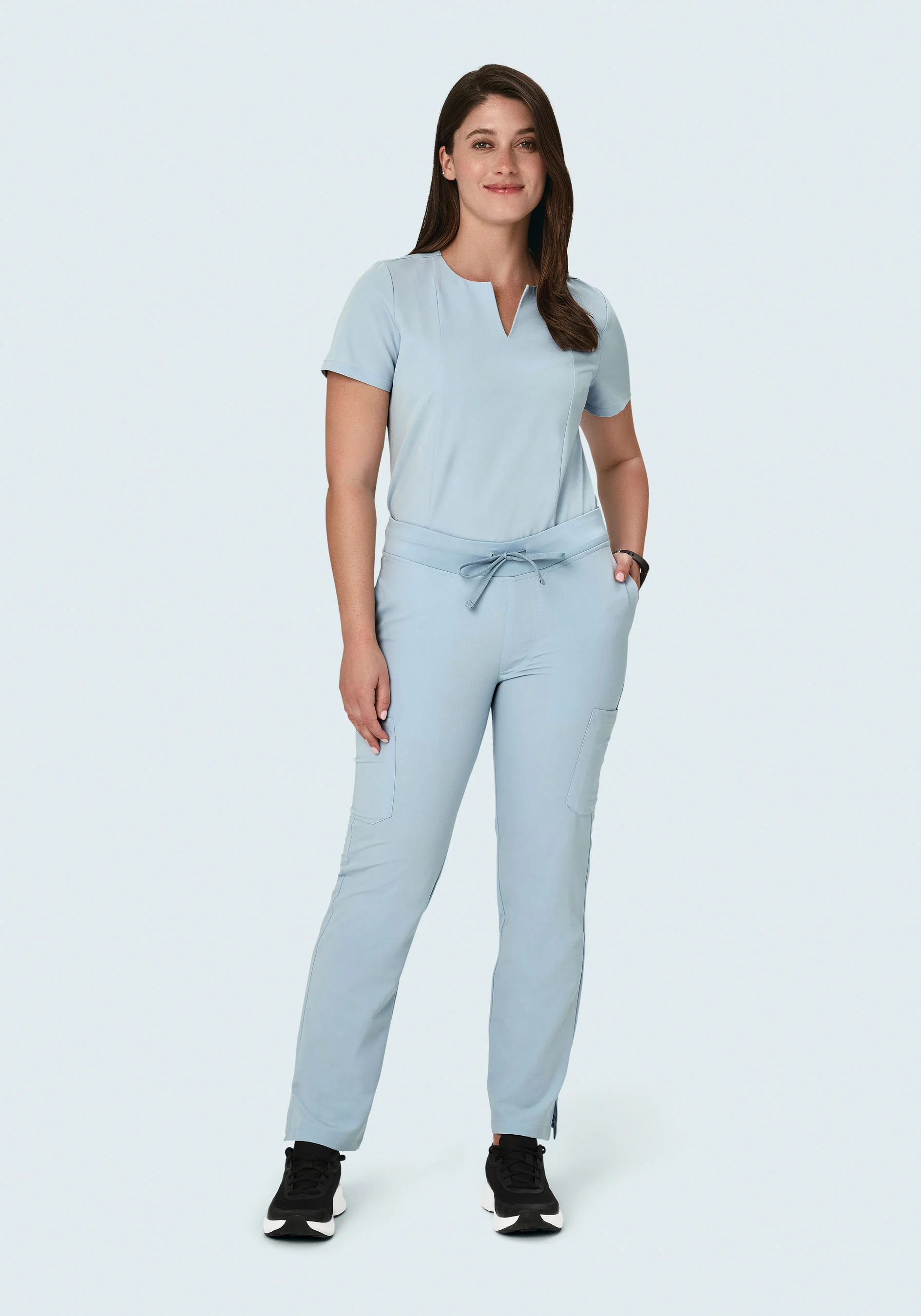 5 Pocket Notch Neck Top Powder Blue - Image 3