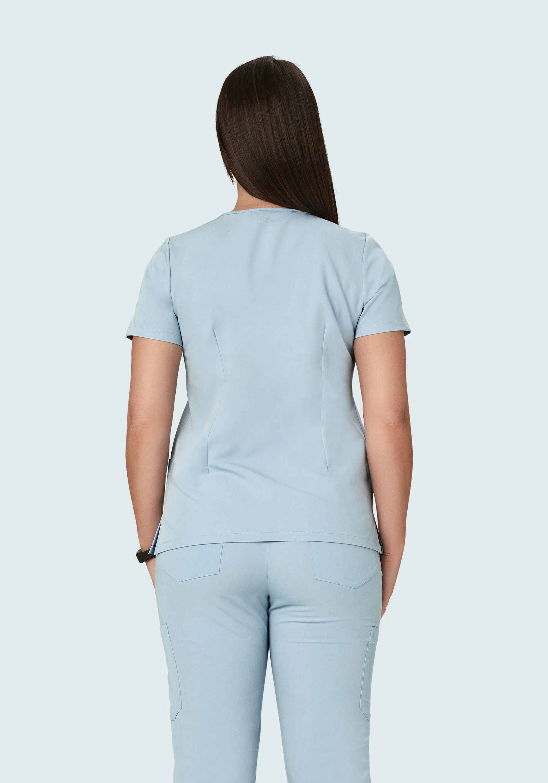5 Pocket Notch Neck Top Powder Blue - Image 4
