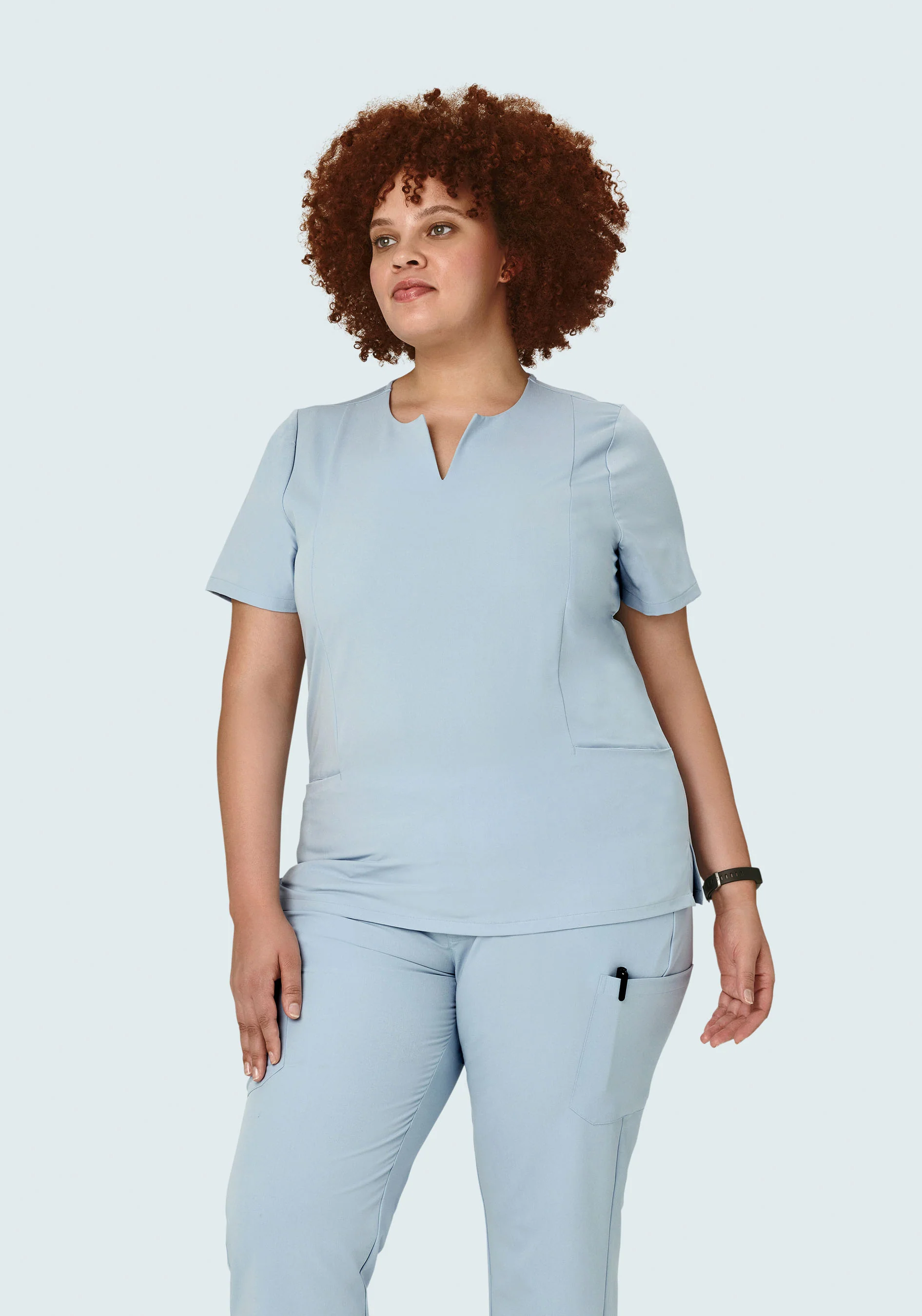 5 Pocket Notch Neck Top Powder Blue - Image 5