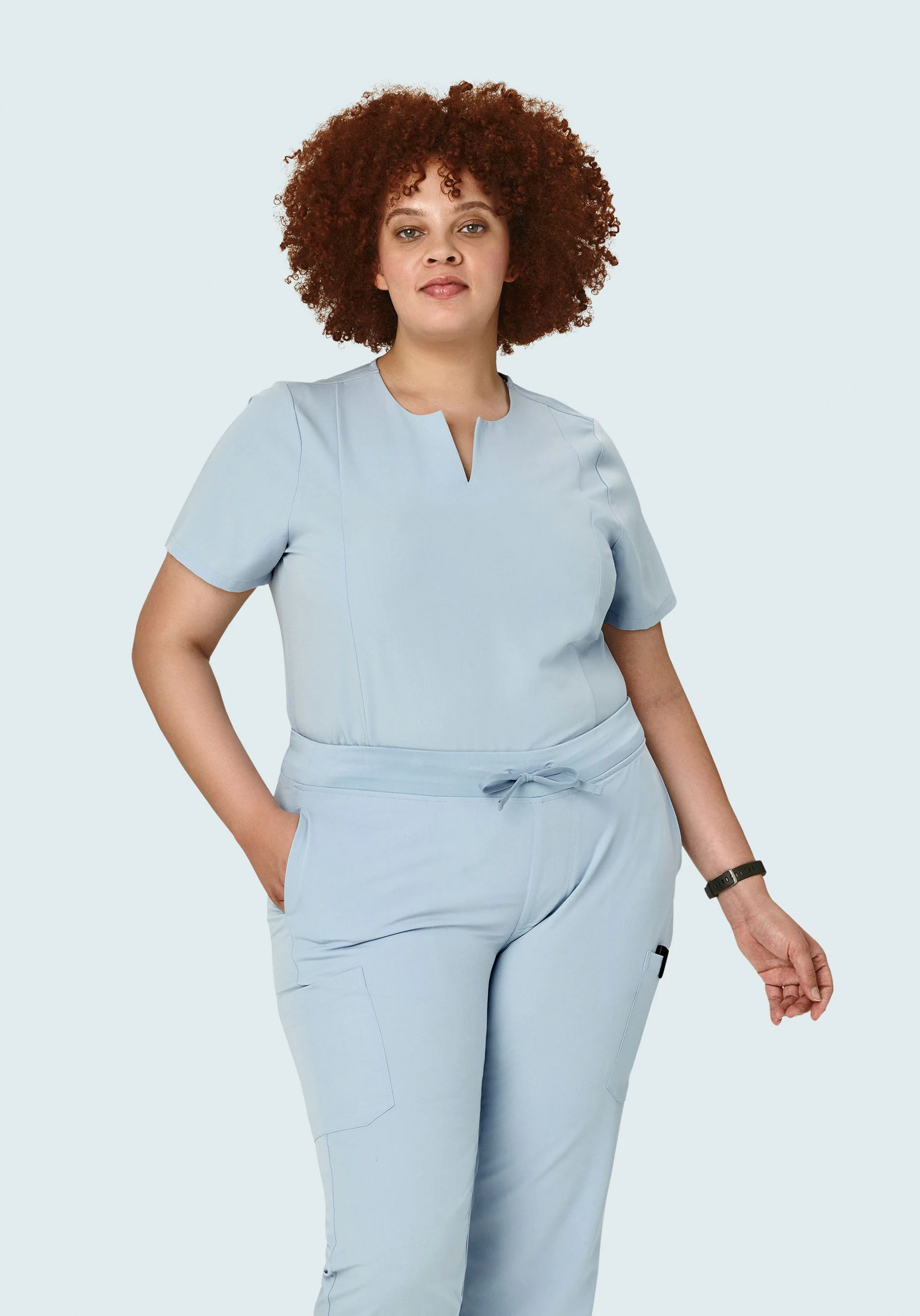 5 Pocket Notch Neck Top Powder Blue - Image 6