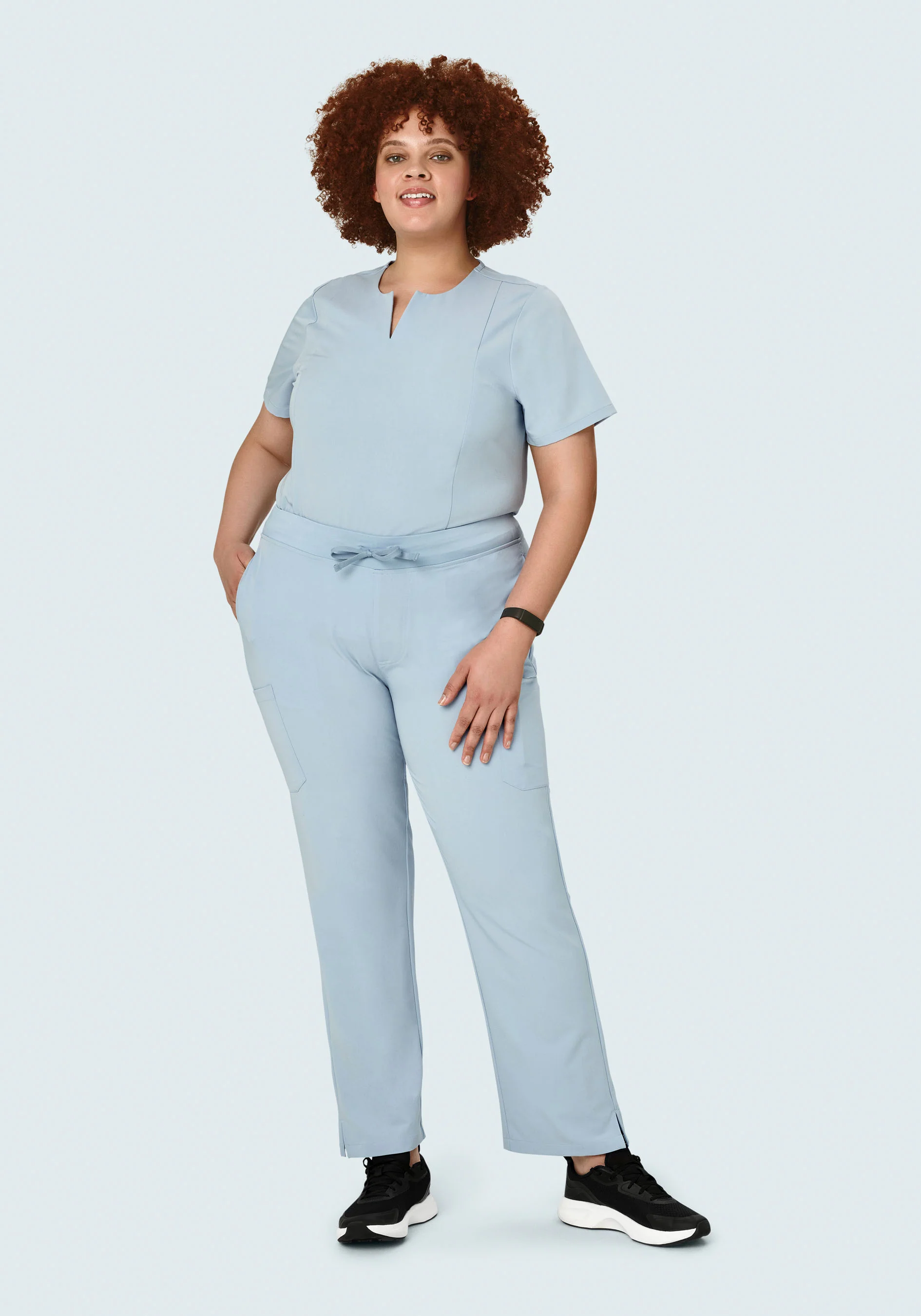 5 Pocket Notch Neck Top Powder Blue - Image 7