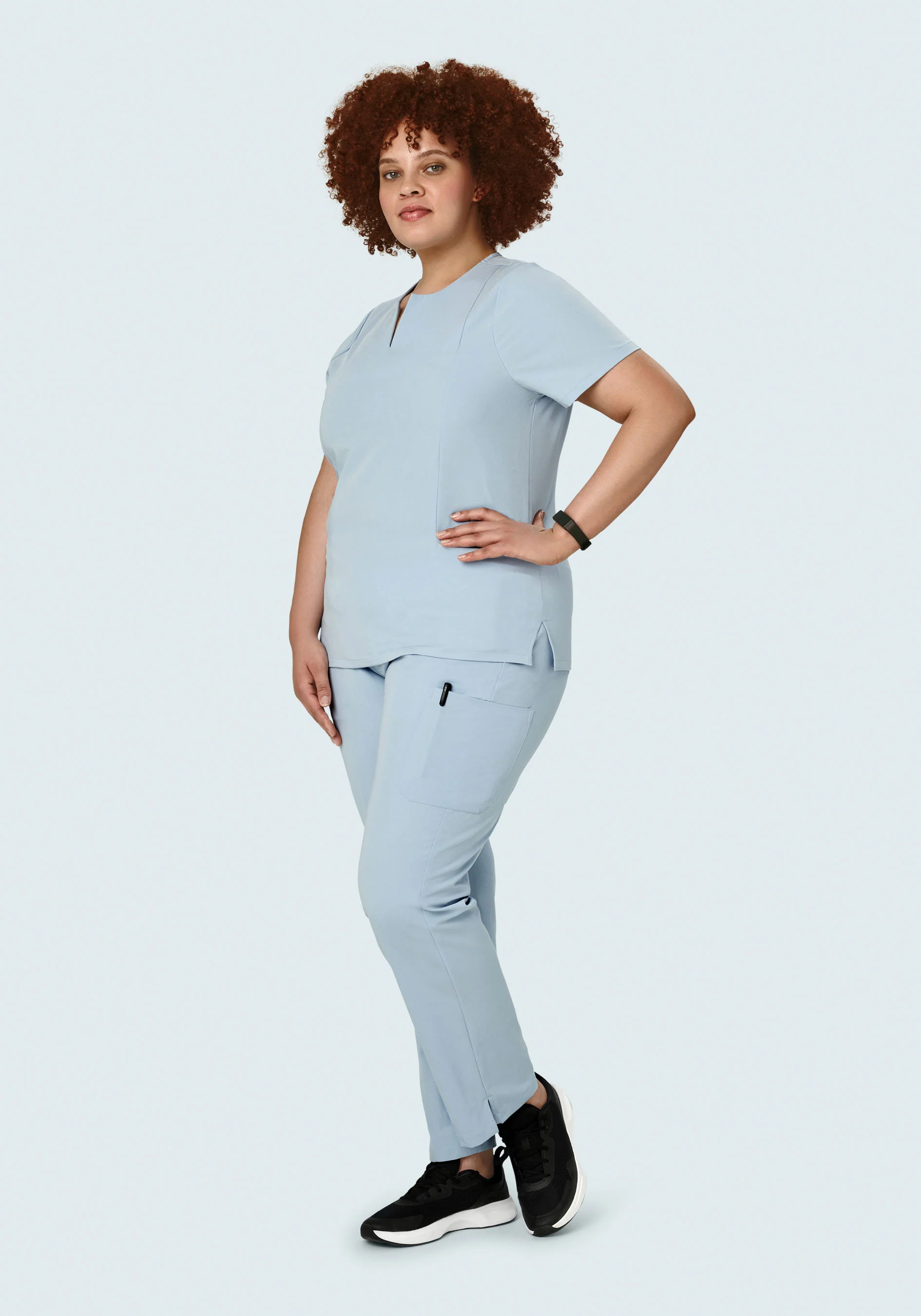 5 Pocket Notch Neck Top Powder Blue - Image 8