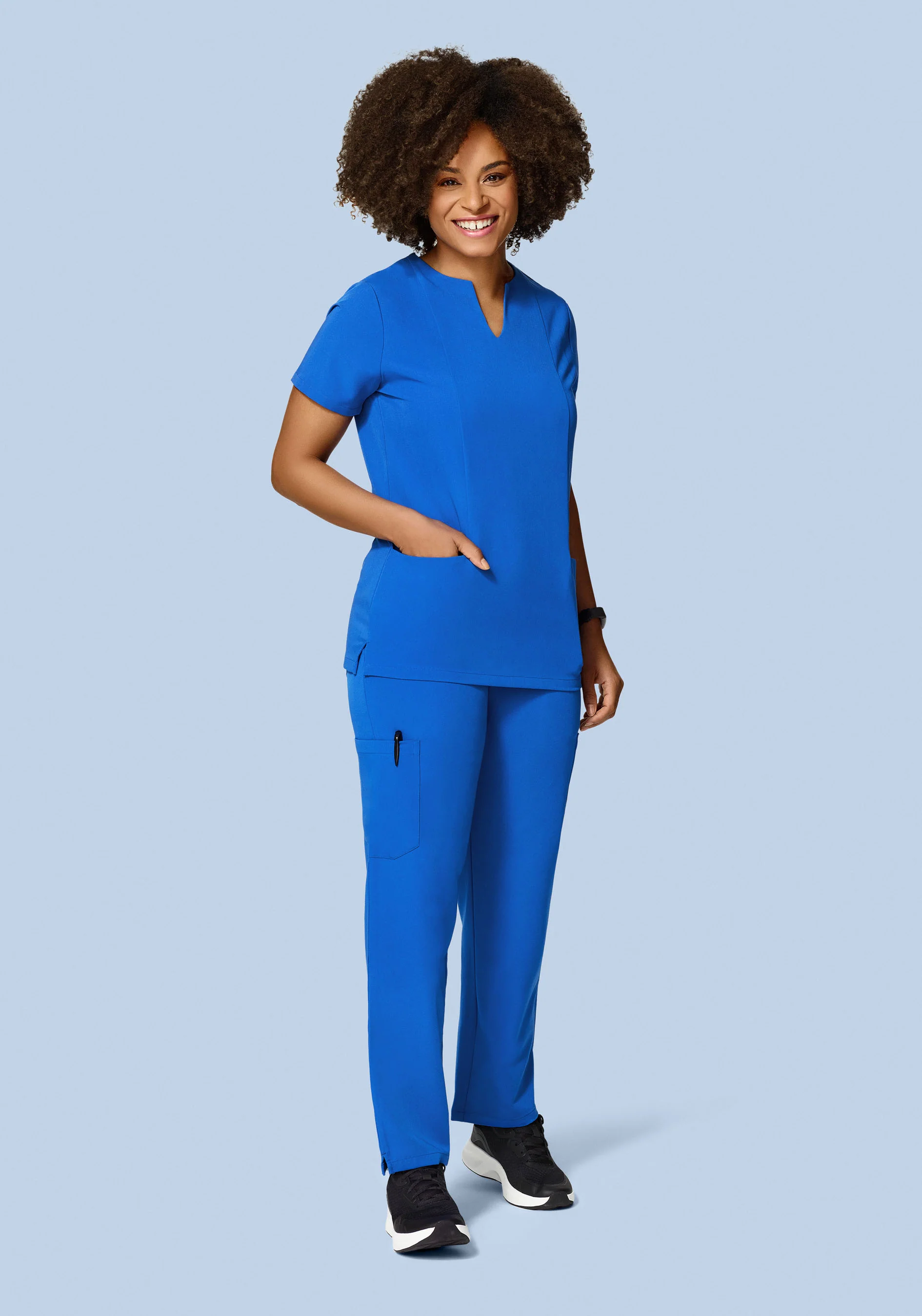 5 Pocket Notch Neck Top Royal Blue - Image 4