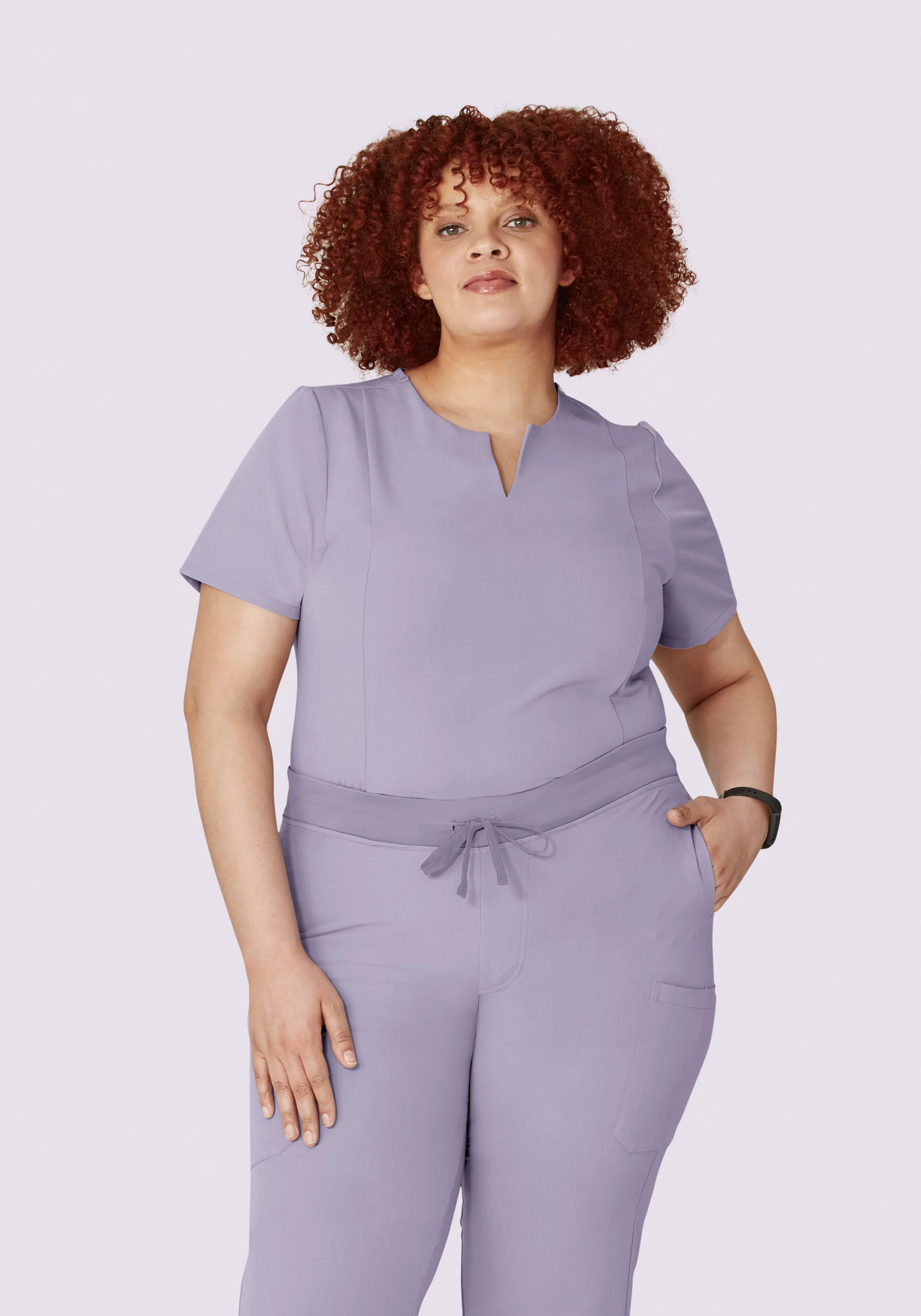 5 Pocket Notch Neck Top Ube - Image 6