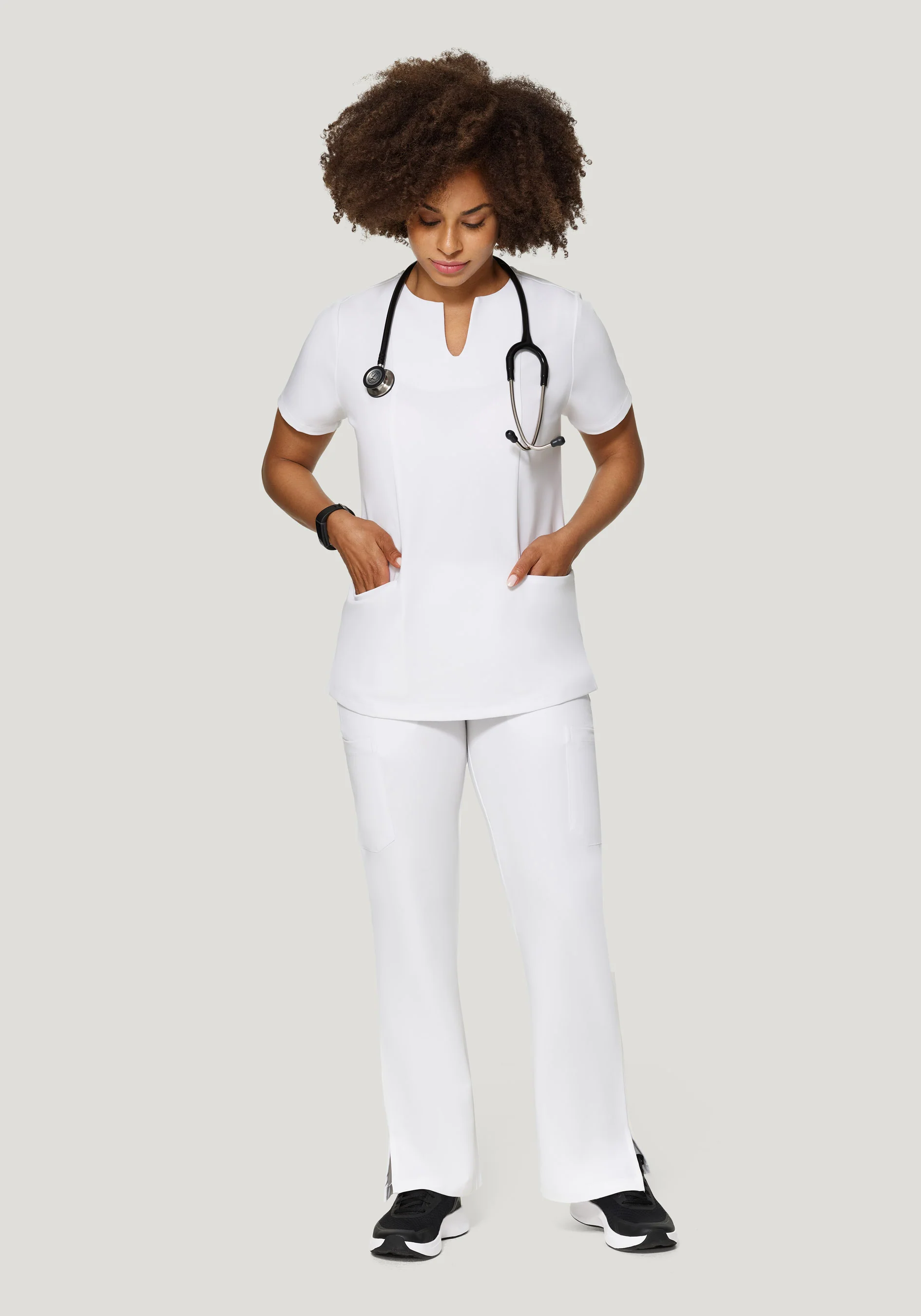 5 Pocket Notch Neck Top White - Image 3